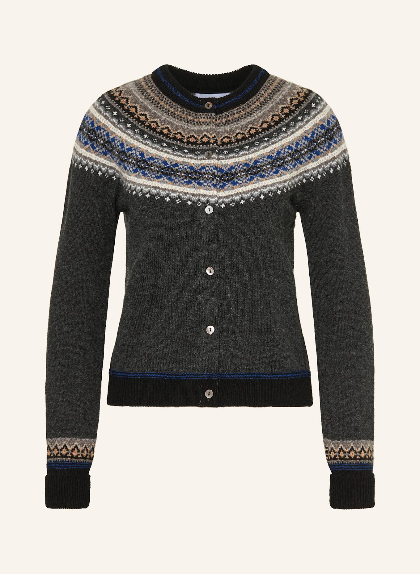 ERIBÉ Strickjacke ALPINE: DUNKELGRAU / BLAU / CREME