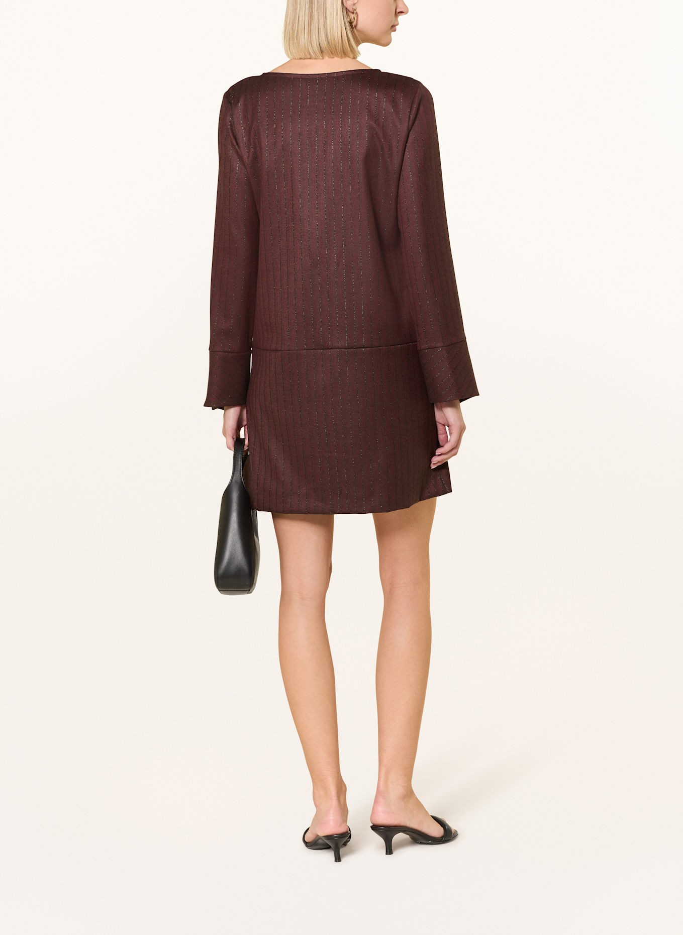 Ana Alcazar Cocktailkleid mit Glitzergarn und Plissees: DUNKELROT