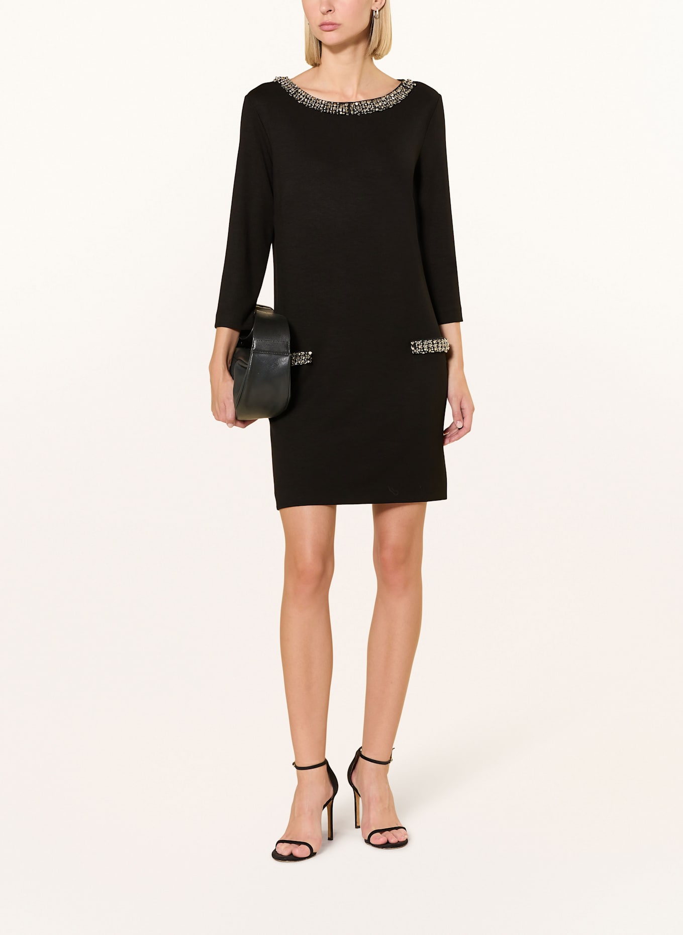 Ana Alcazar Cocktailkleid mit 3/4-Arm und Schmucksteinen: SCHWARZ