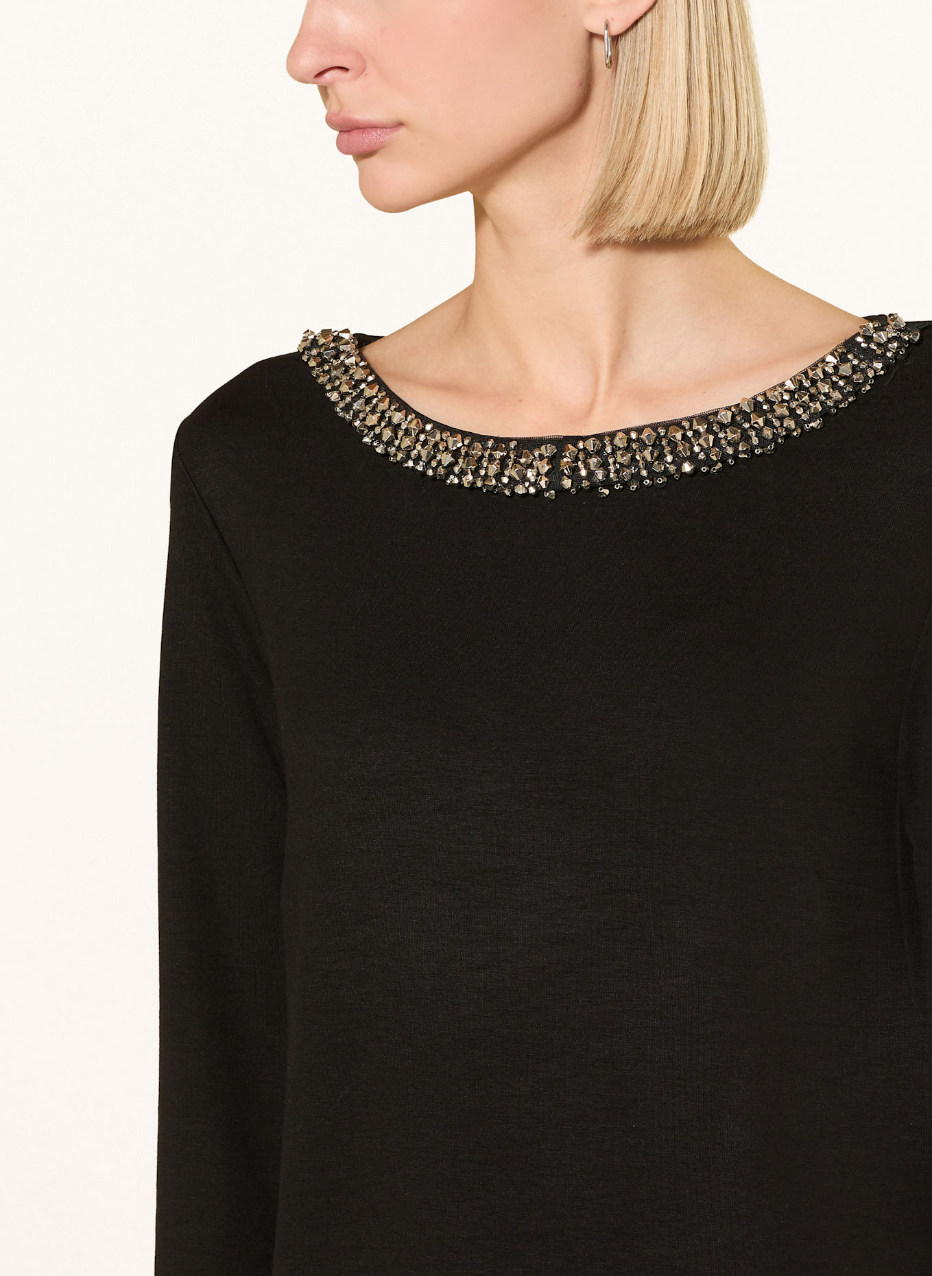 Ana Alcazar Cocktailkleid mit 3/4-Arm und Schmucksteinen: SCHWARZ