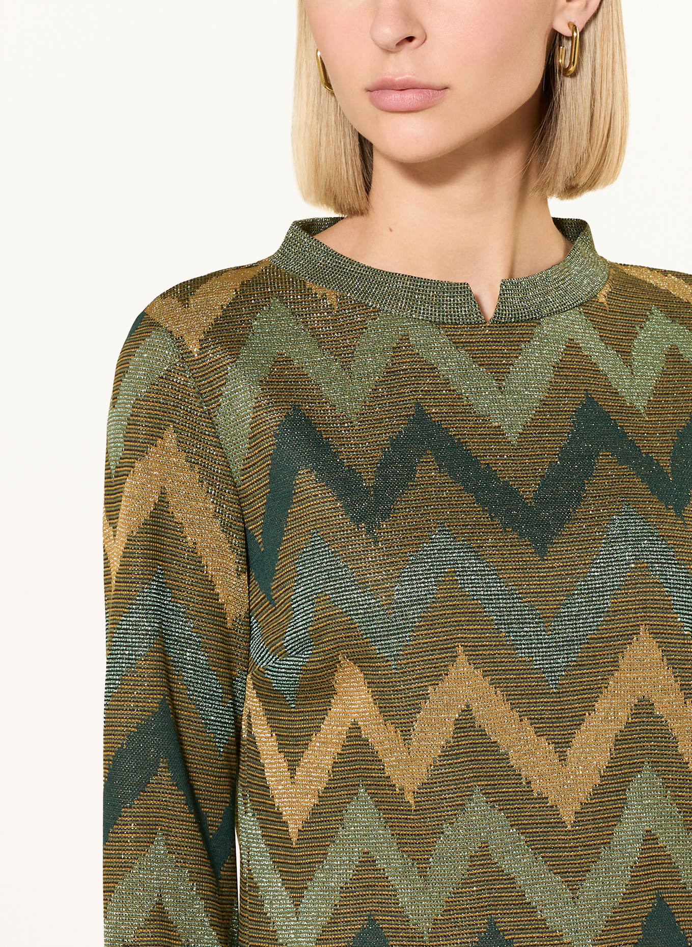Ana Alcazar Robe de cocktail avec fil pailleté: GROEN/ VERT CLAIR/ OR
