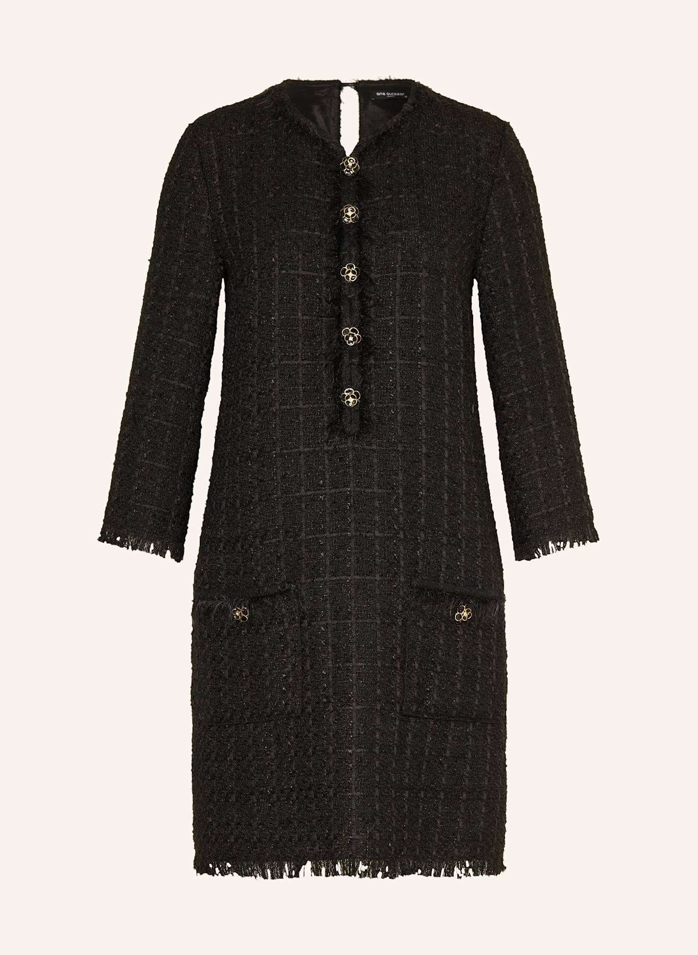 Ana Alcazar Cocktailkleid aus Tweed mit 3/4-Arm: SCHWARZ