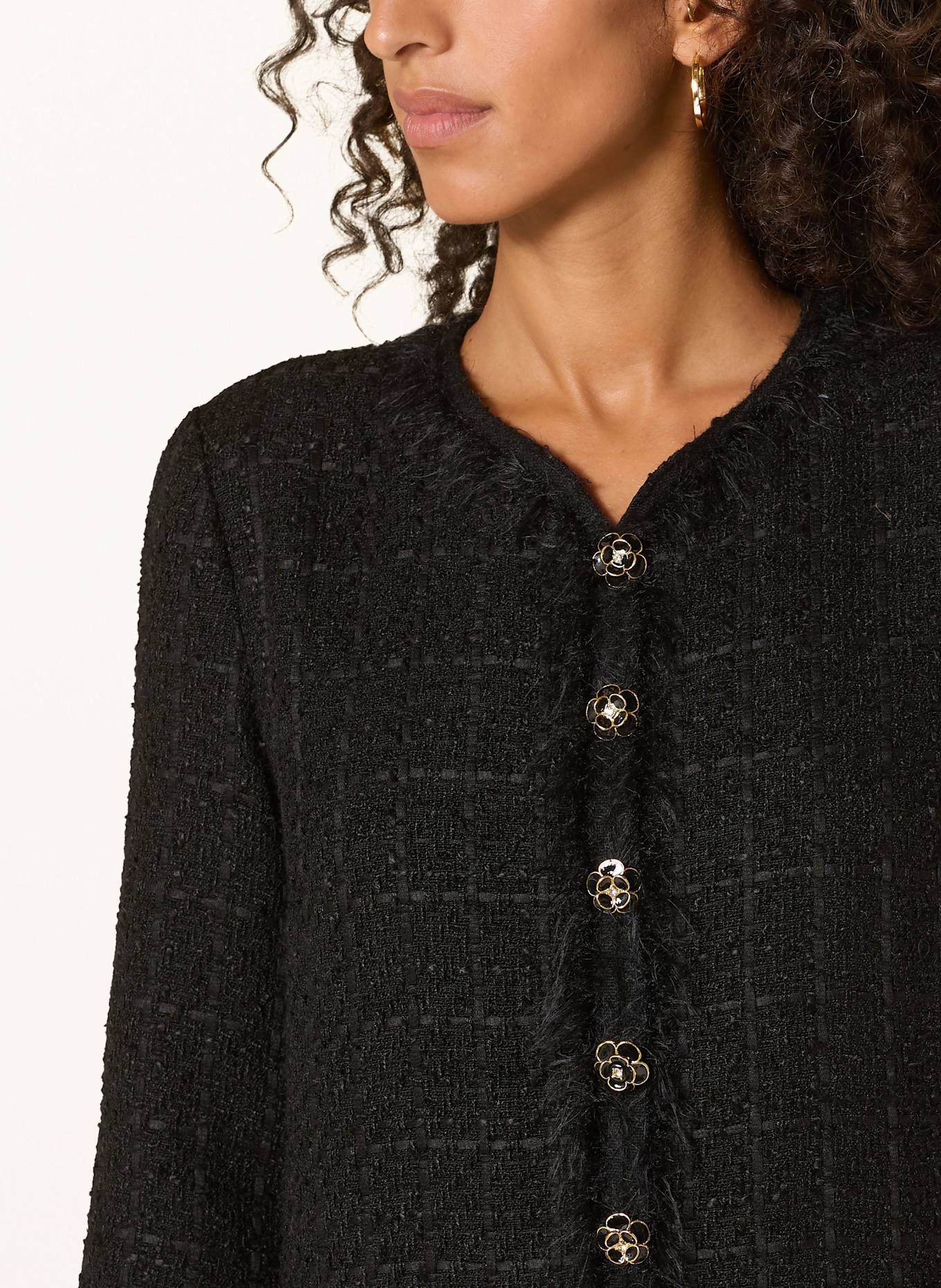 Ana Alcazar Cocktailkleid aus Tweed mit 3/4-Arm: SCHWARZ