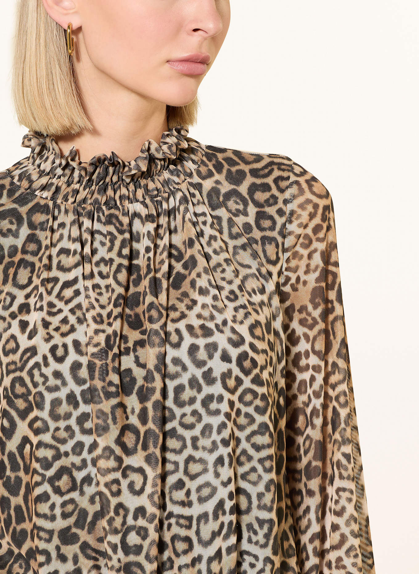 Ana Alcazar Jumpsuit mit Rüschen: SCHWARZ / HELLBRAUN / DUNKELBRAUN