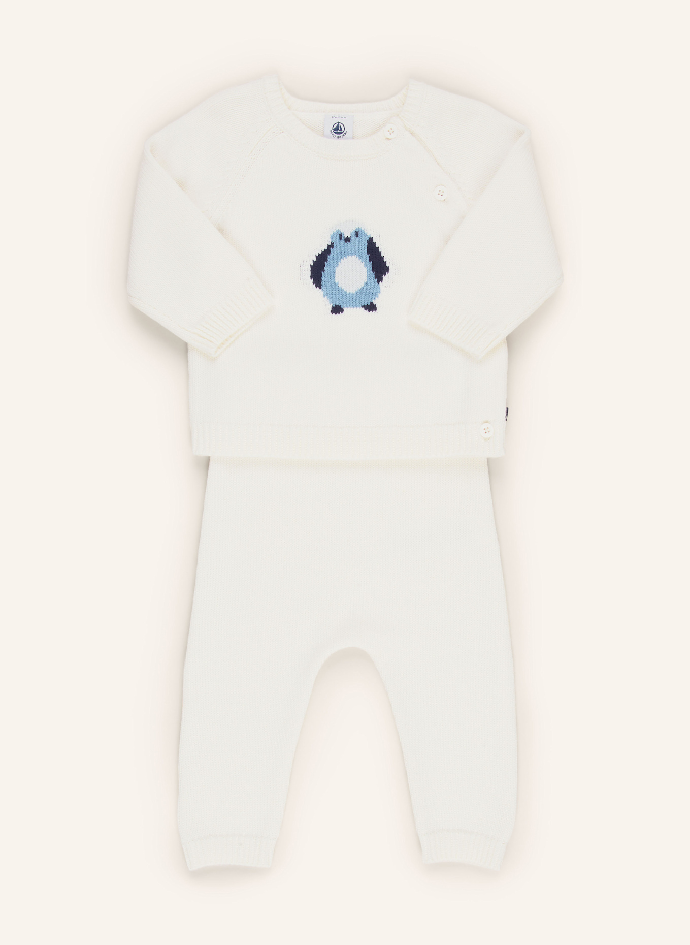 PETIT BATEAU Set: Pullover und Strickhose: ECRU