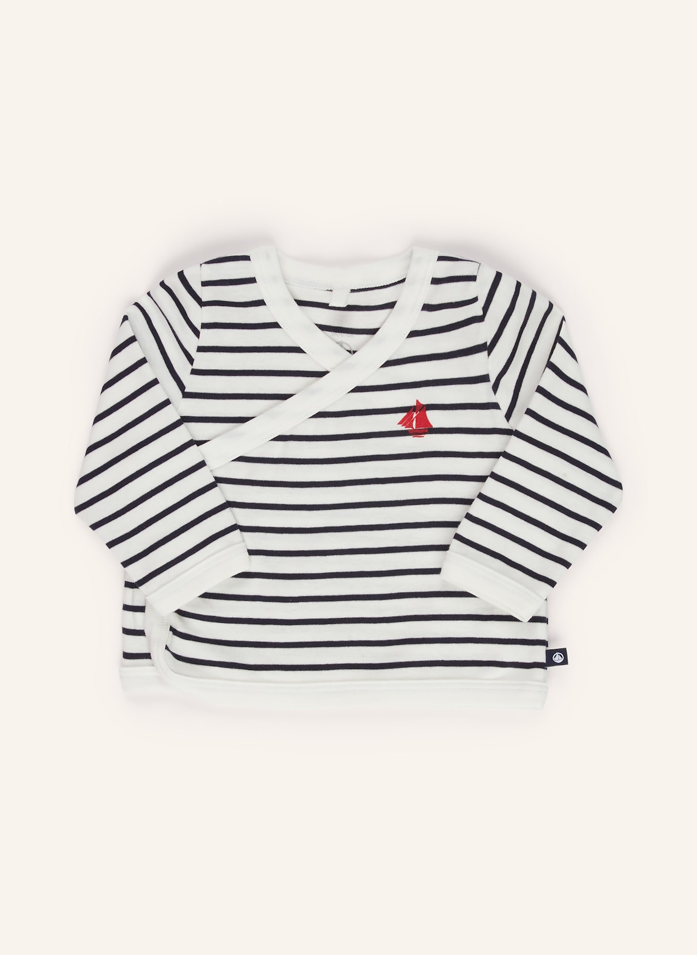 PETIT BATEAU Set: Wickelbody, Wickelshirt und Hose: WEISS / ROT / BLAU