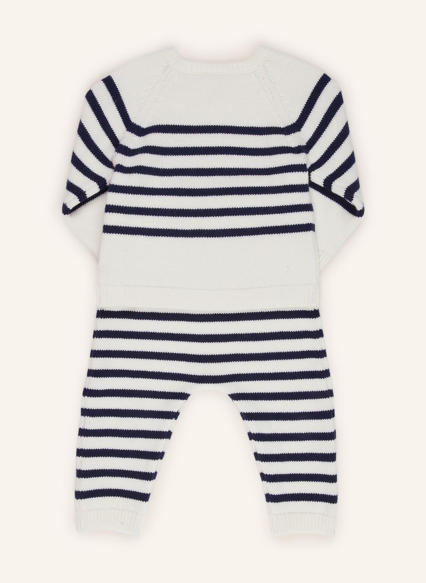 PETIT BATEAU Set: Pullover und Strickhose: WEISS / DUNKELBLAU