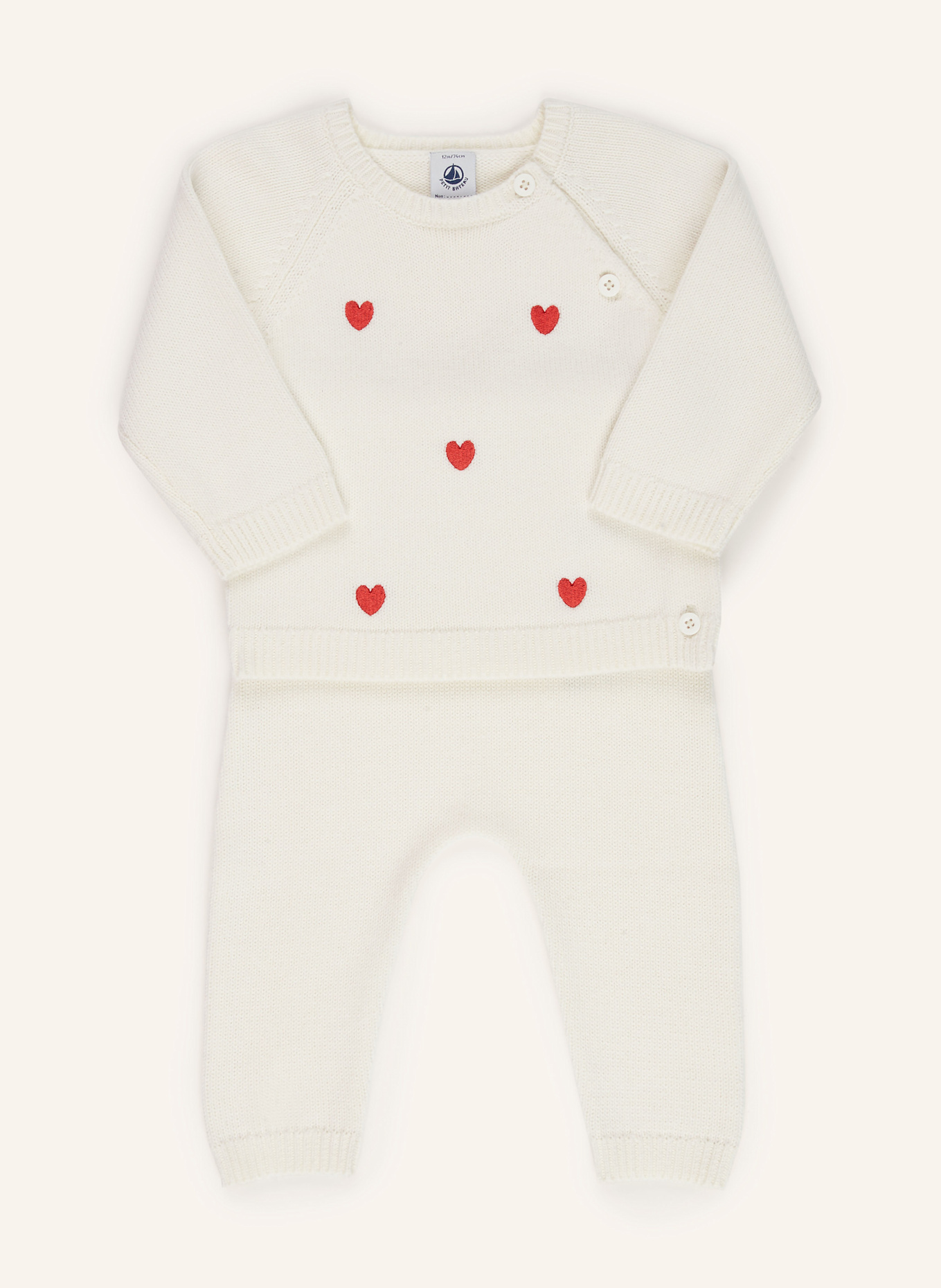 PETIT BATEAU Set: Pullover und Strickhose: WEISS