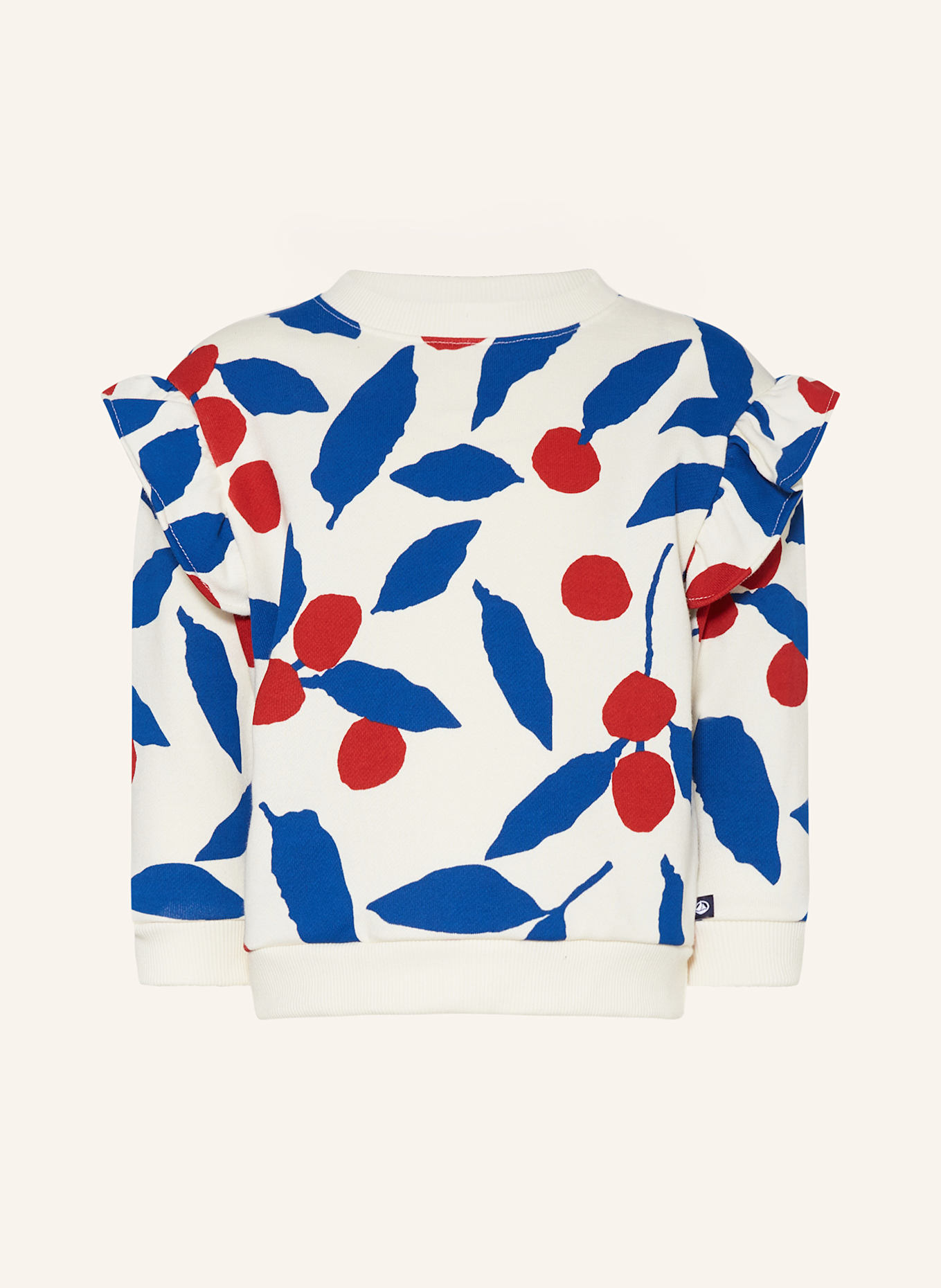 PETIT BATEAU Sweatshirt mit Rüschen: CREME/ DUNKELBLAU/ DUNKELROT