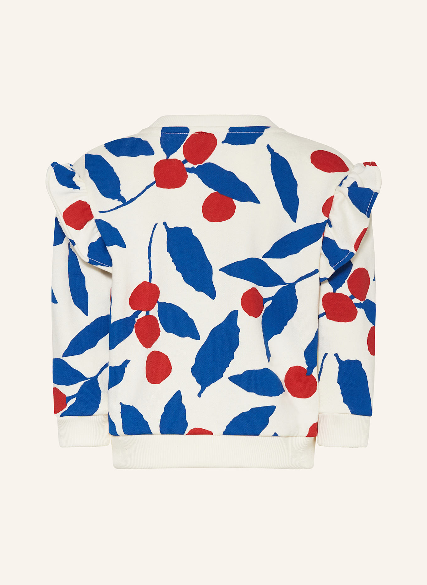 PETIT BATEAU Sweatshirt mit Rüschen: CREME/ DUNKELBLAU/ DUNKELROT