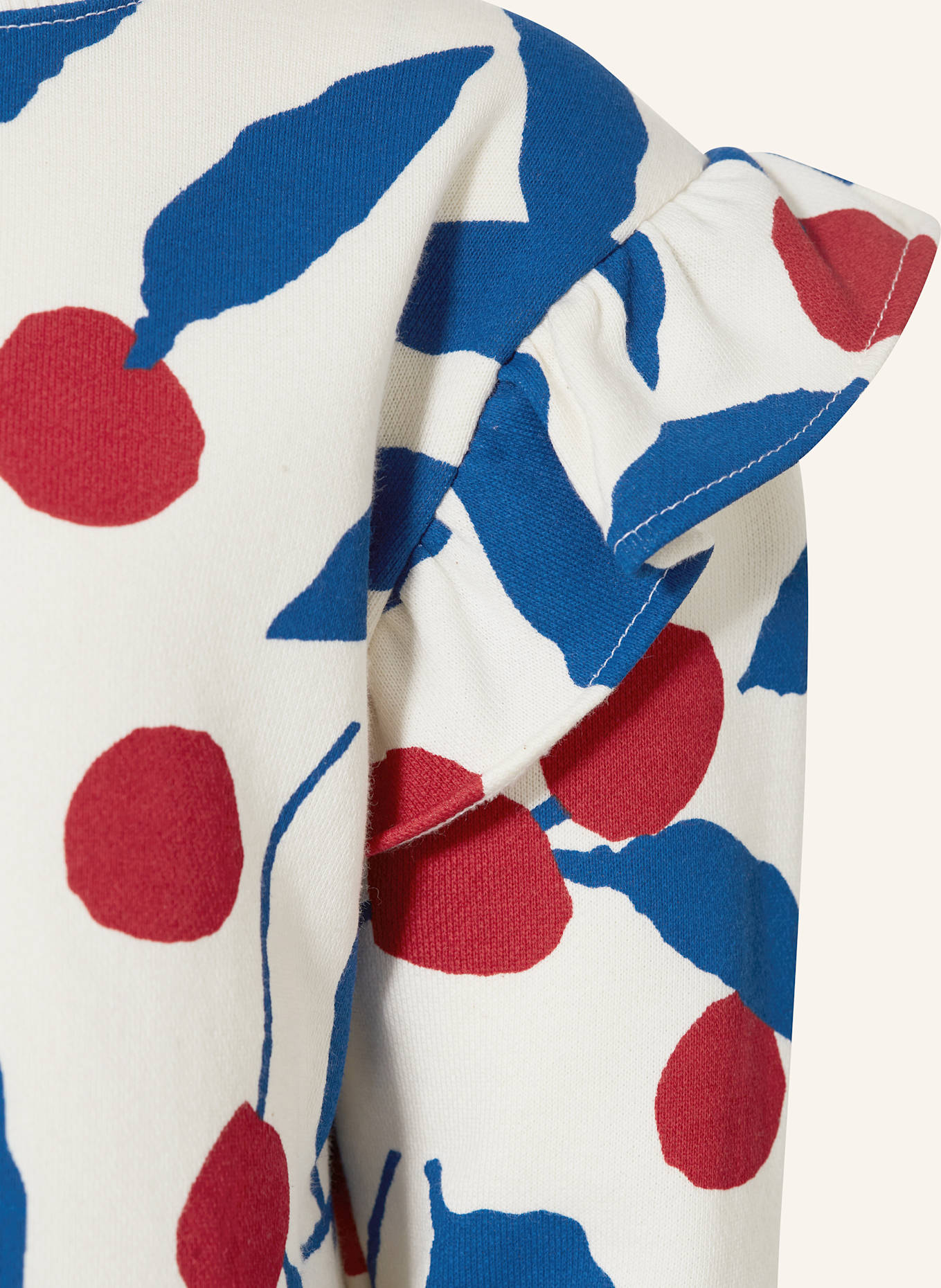 PETIT BATEAU Sweatshirt mit Rüschen: CREME/ DUNKELBLAU/ DUNKELROT