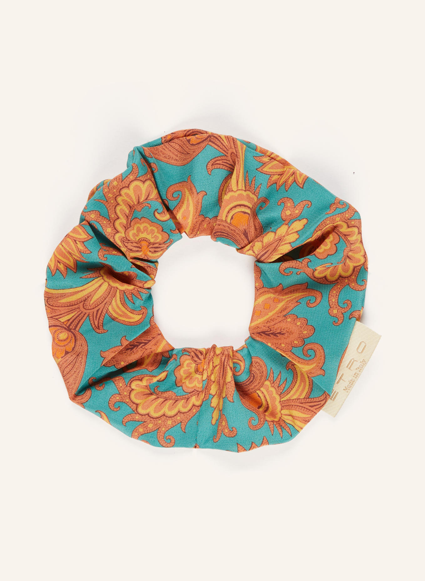 ETRO Haargummi aus Seide: TÜRKIS / DUNKELORANGE / DUNKELGELB