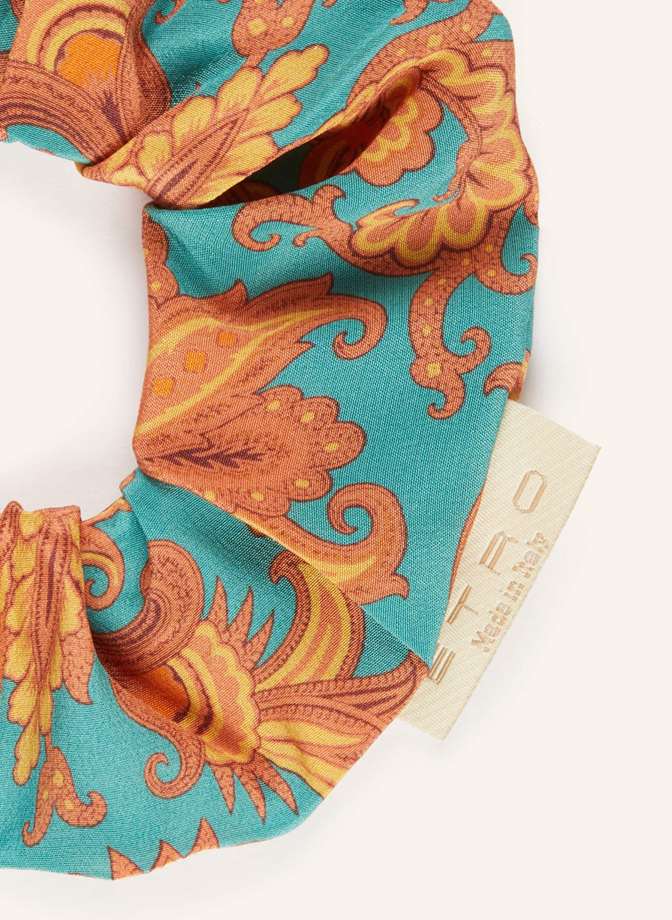 ETRO Haargummi aus Seide: TÜRKIS / DUNKELORANGE / DUNKELGELB