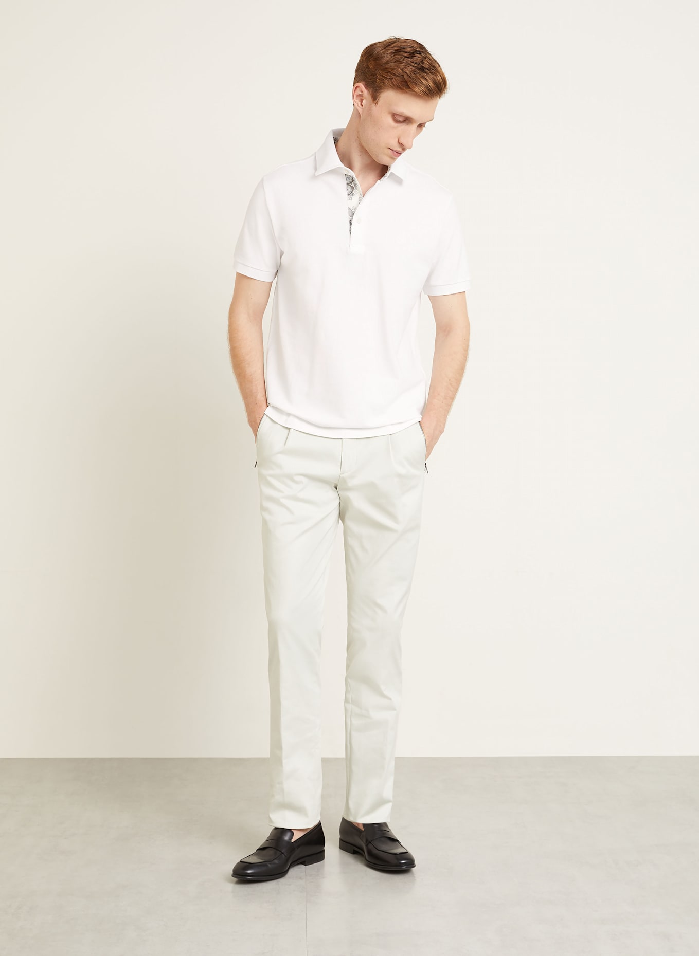 ETRO Piqué-Poloshirt: WEISS