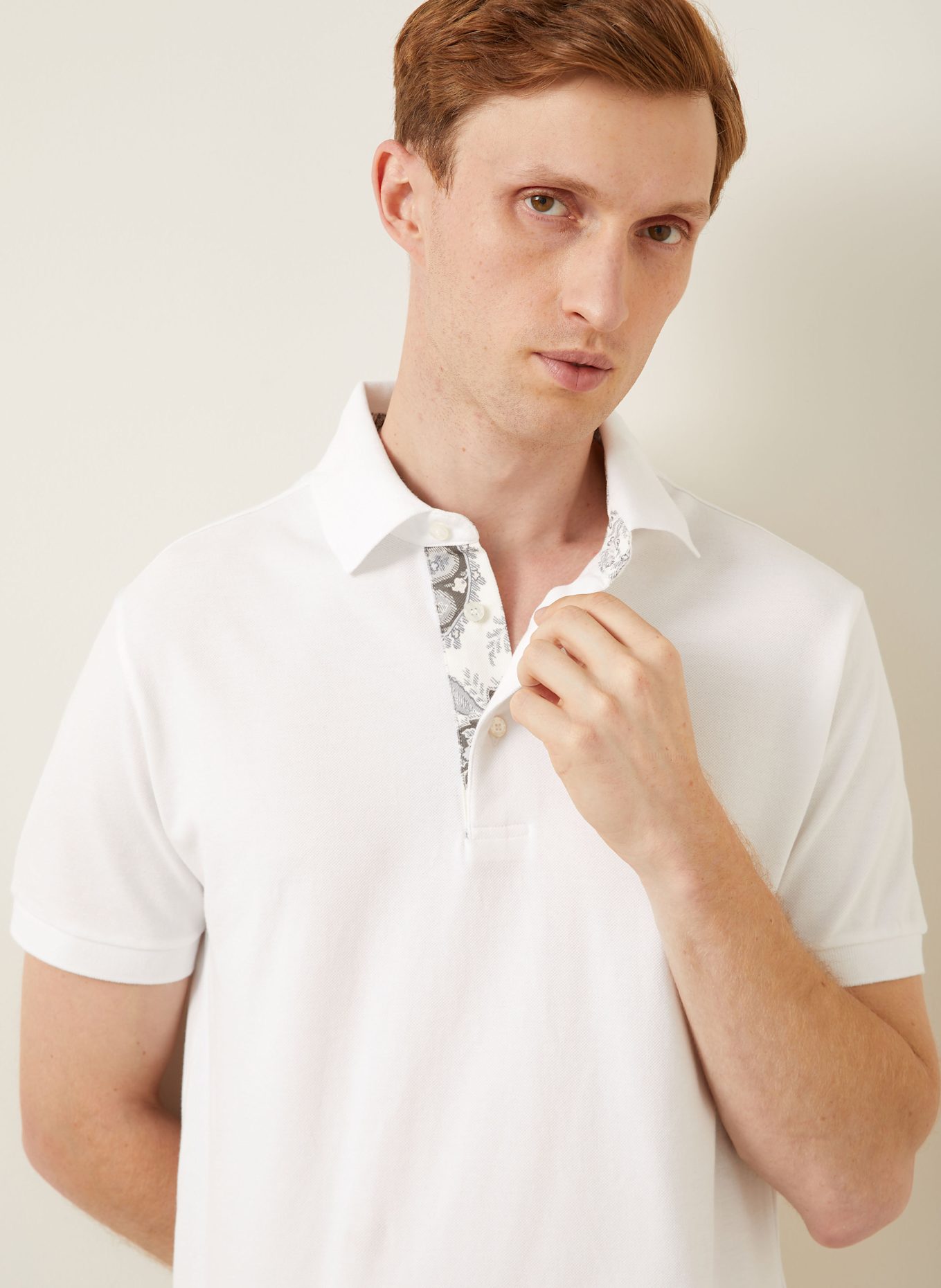 ETRO Piqué-Poloshirt: WEISS