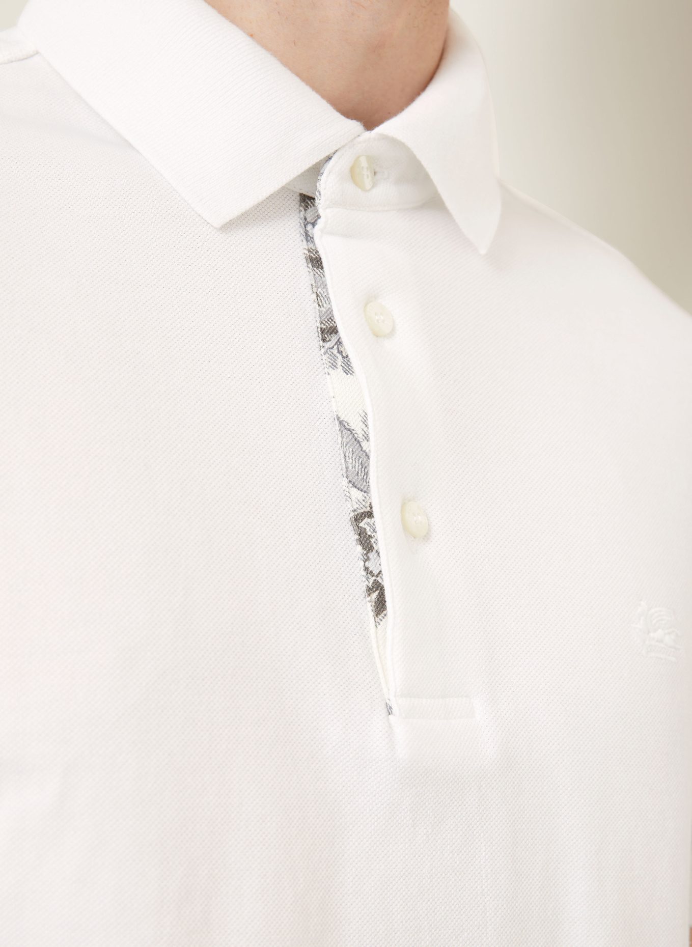 ETRO Piqué-Poloshirt: WEISS