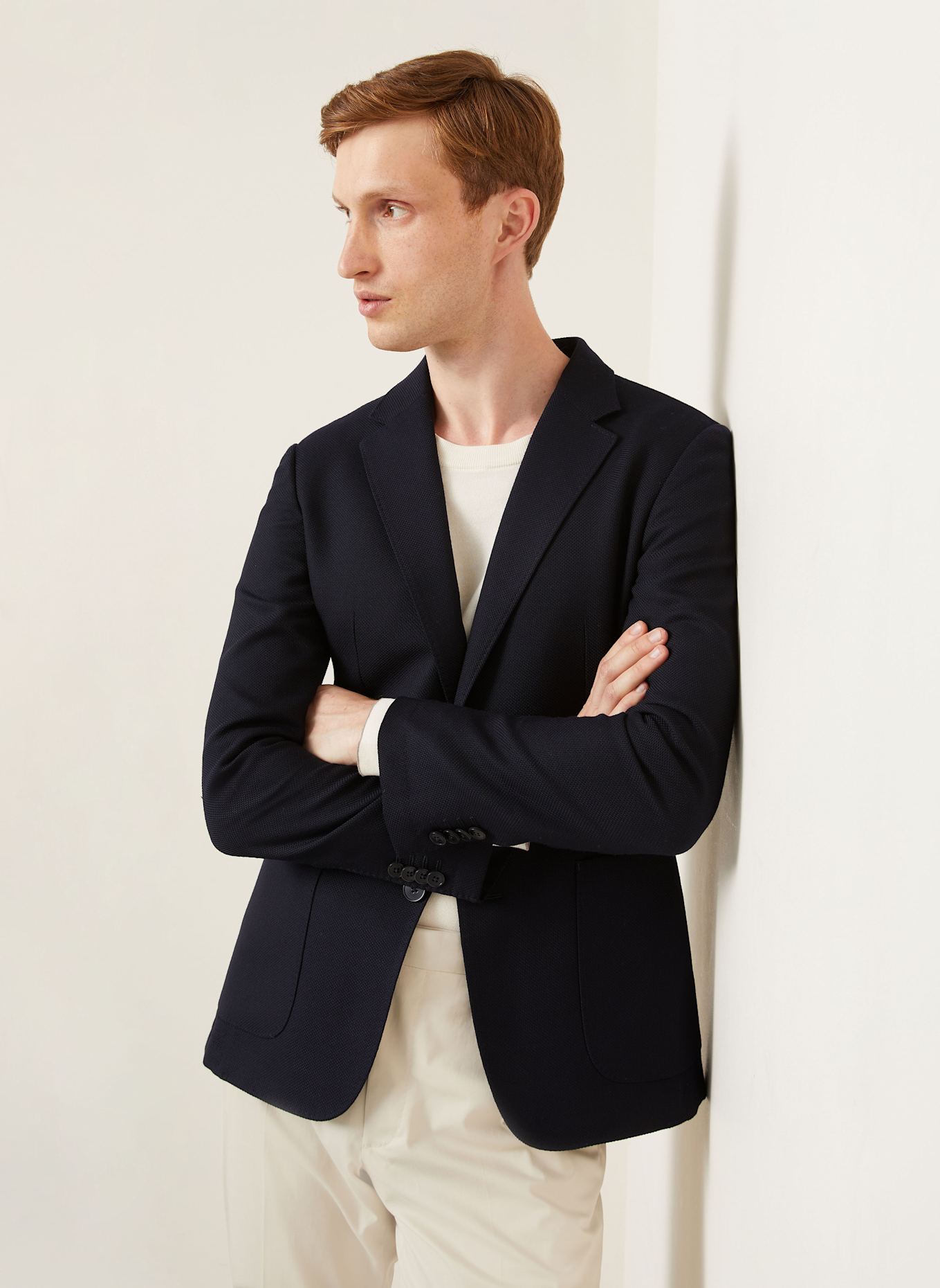 ZEGNA Piqué-Sakko Extra Slim Fit aus Merinowolle: DUNKELBLAU