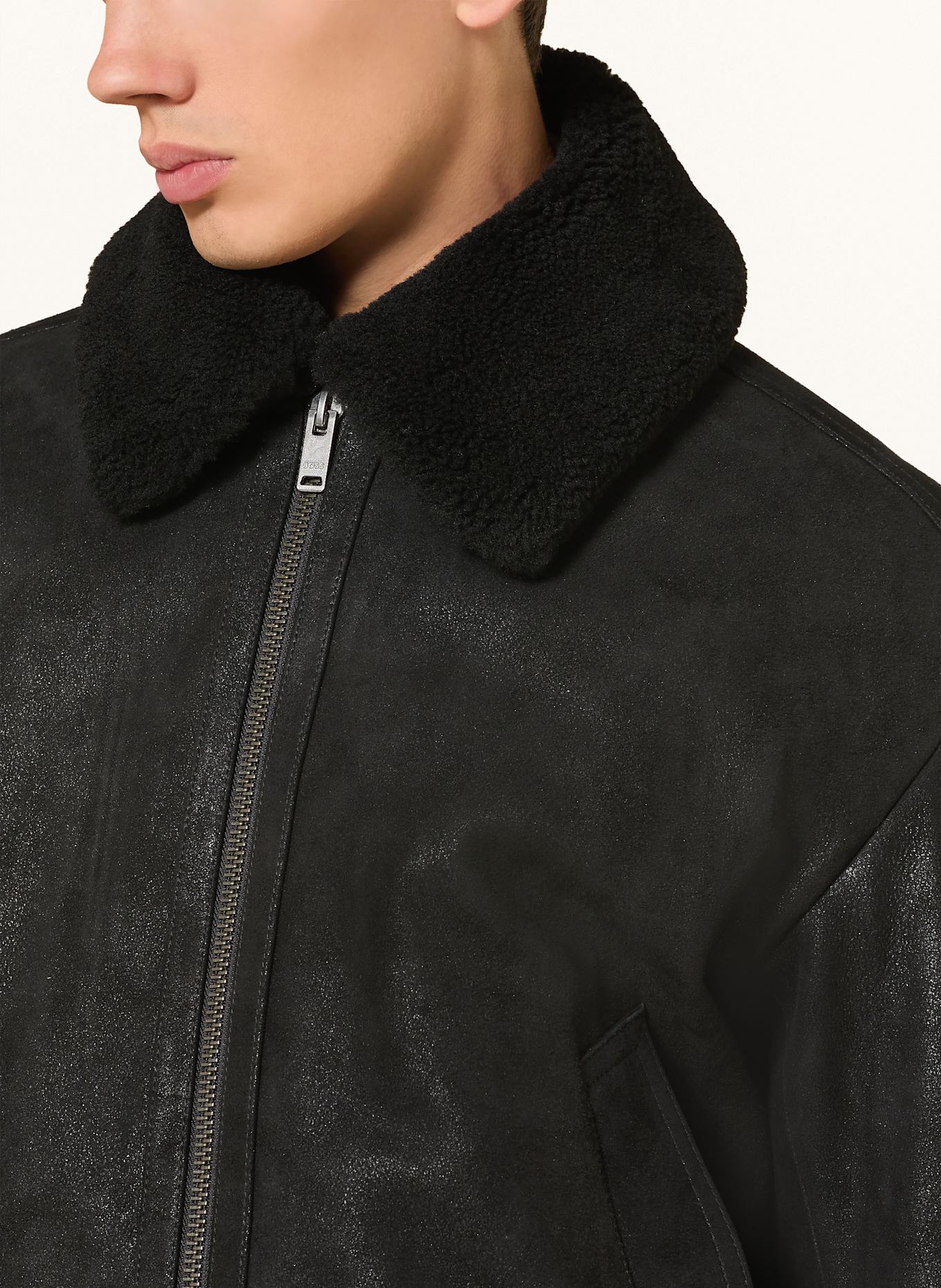 BOSS Lederjacke JONIER: SCHWARZ