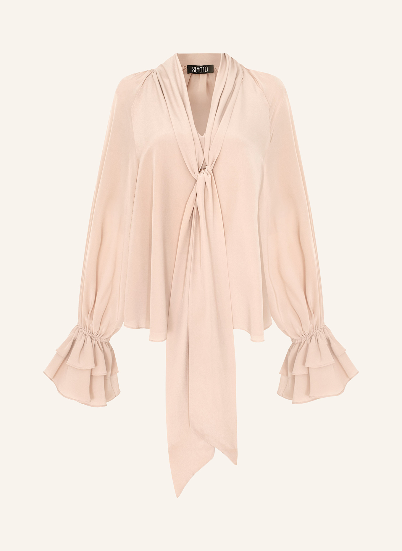 SLY 010 Bluzka z wiązaniem pod szyją ROZINA z jedwabiu: BLADORÓŻOWY