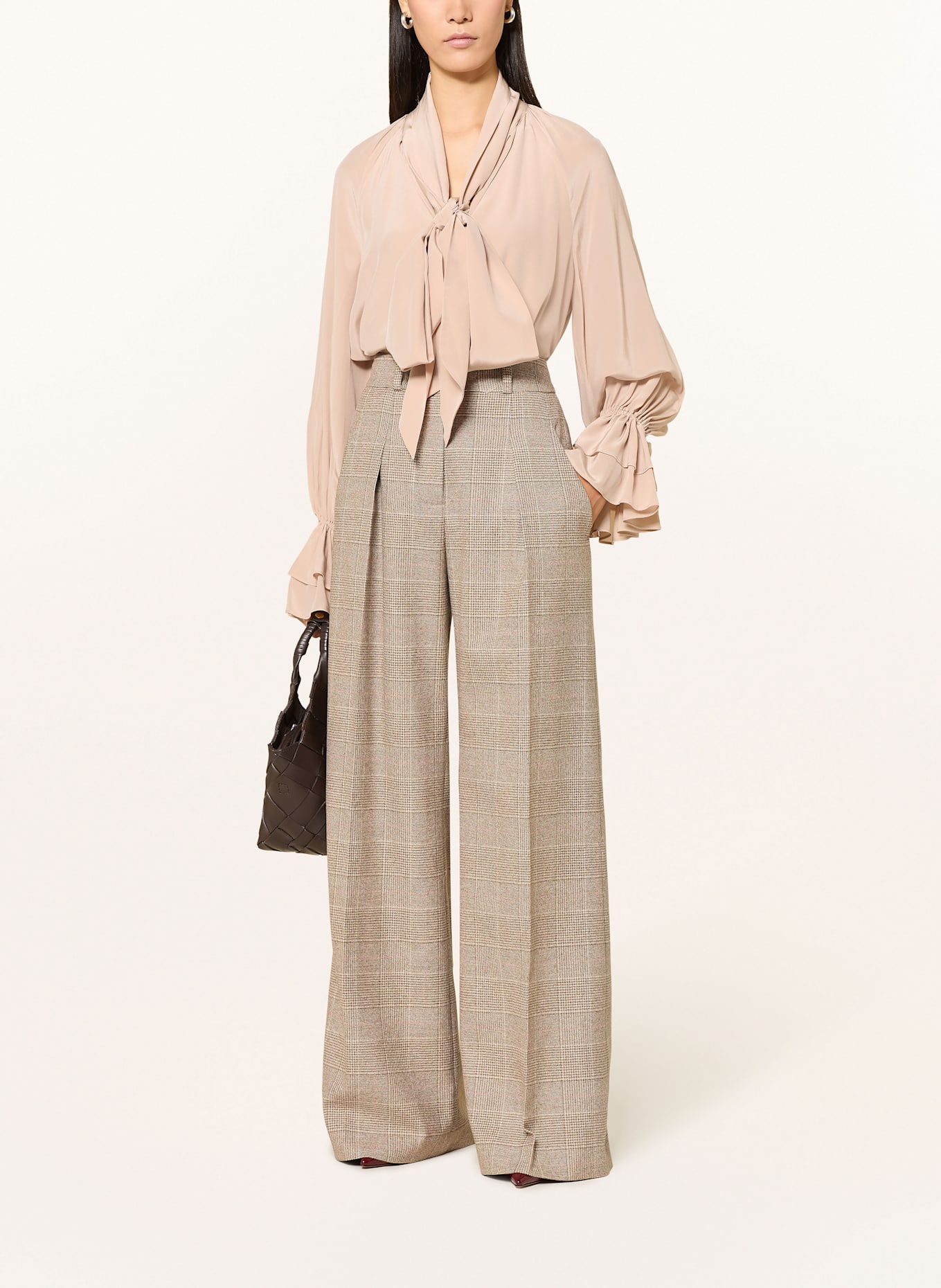 SLY 010 Bluzka z wiązaniem pod szyją ROZINA z jedwabiu: BLADORÓŻOWY