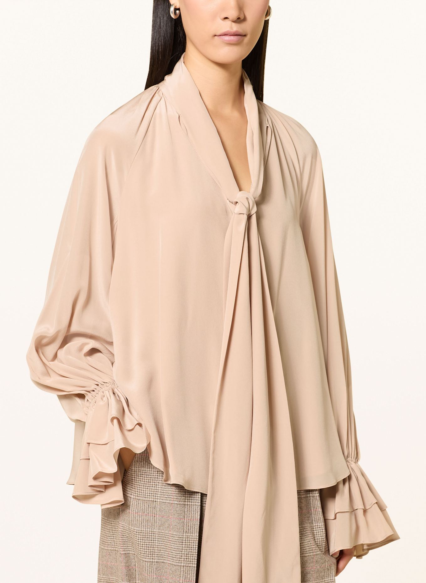 SLY 010 Bluzka z wiązaniem pod szyją ROZINA z jedwabiu: BLADORÓŻOWY