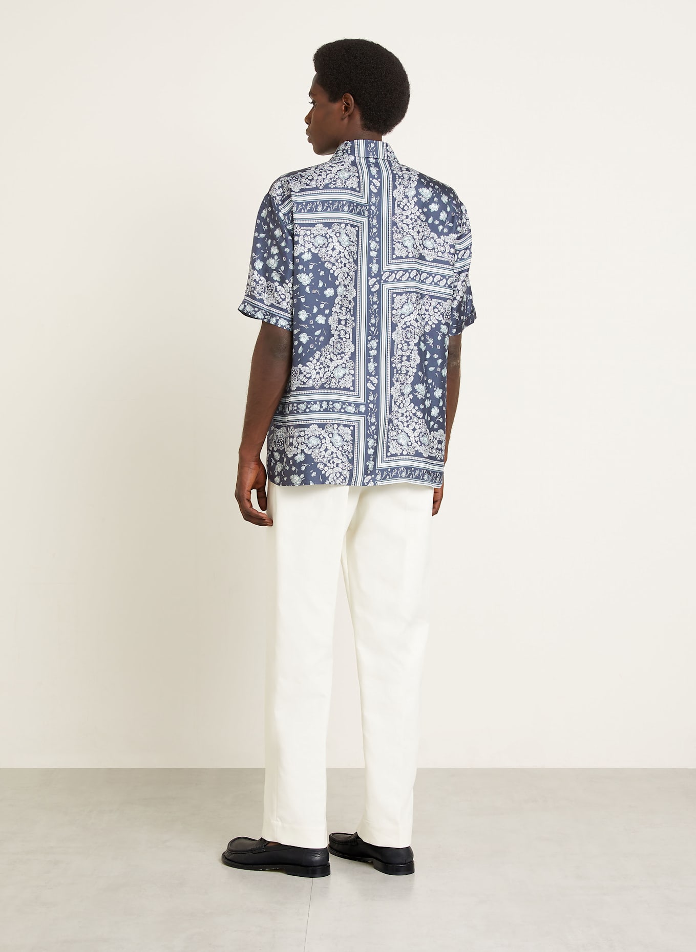 FENDI Resorthemd Relaxed Fit aus Seide: DUNKELBLAU / BLAUGRAU / HELLBLAU