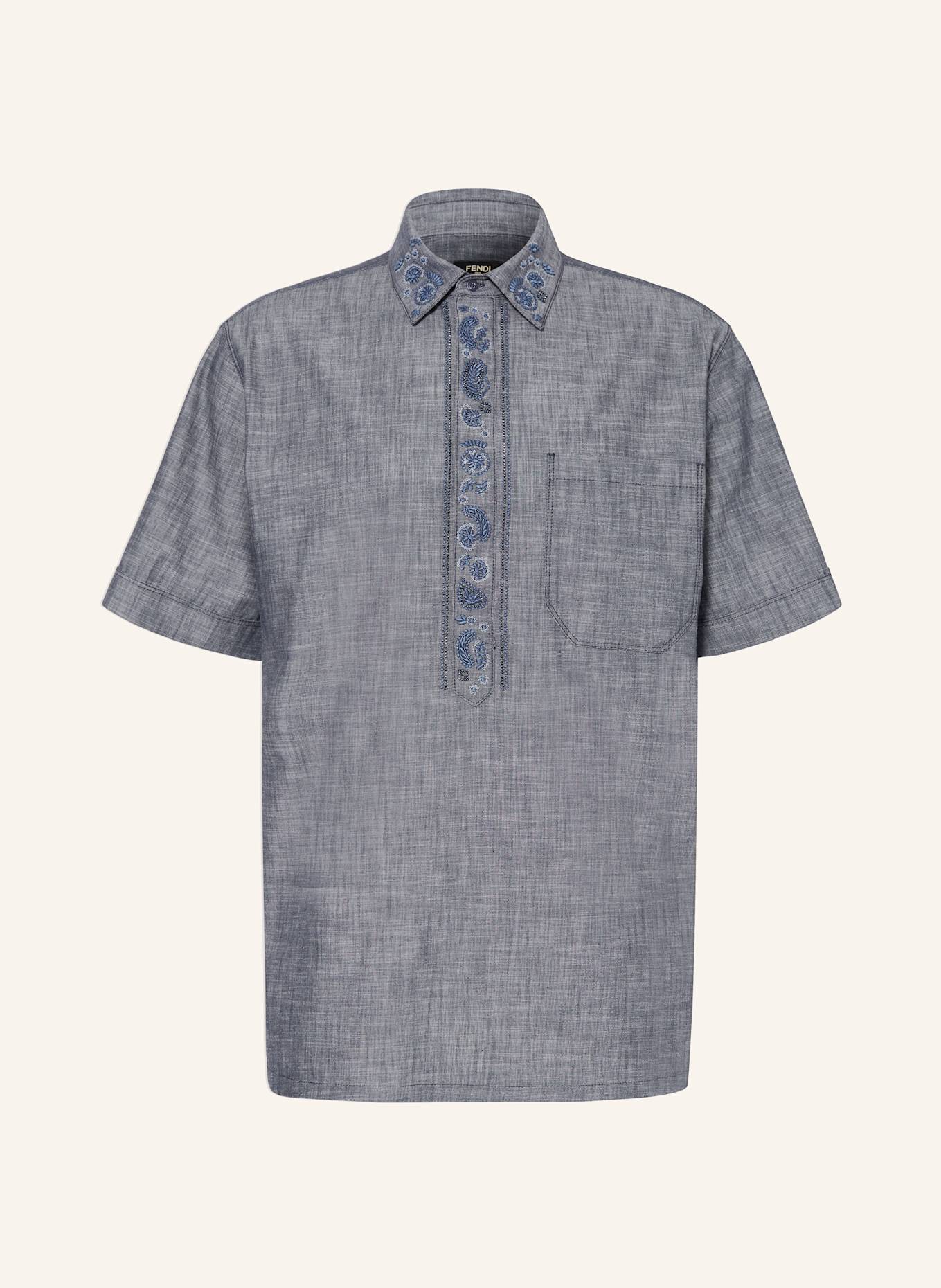 FENDI Relaxed fit shirt met korte mouwen en pailletten: DONKERBLAUW