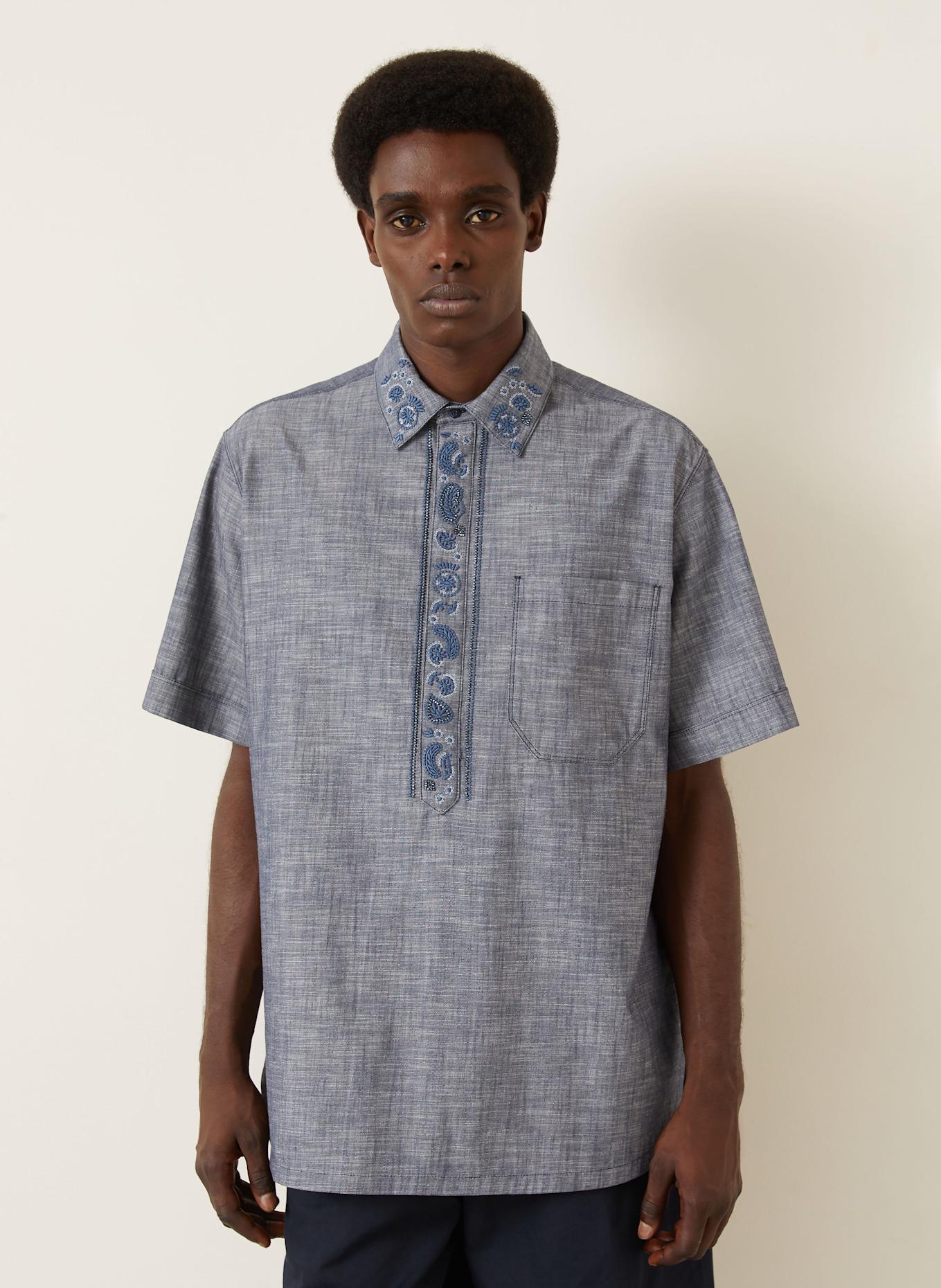 FENDI Relaxed fit shirt met korte mouwen en pailletten: DONKERBLAUW