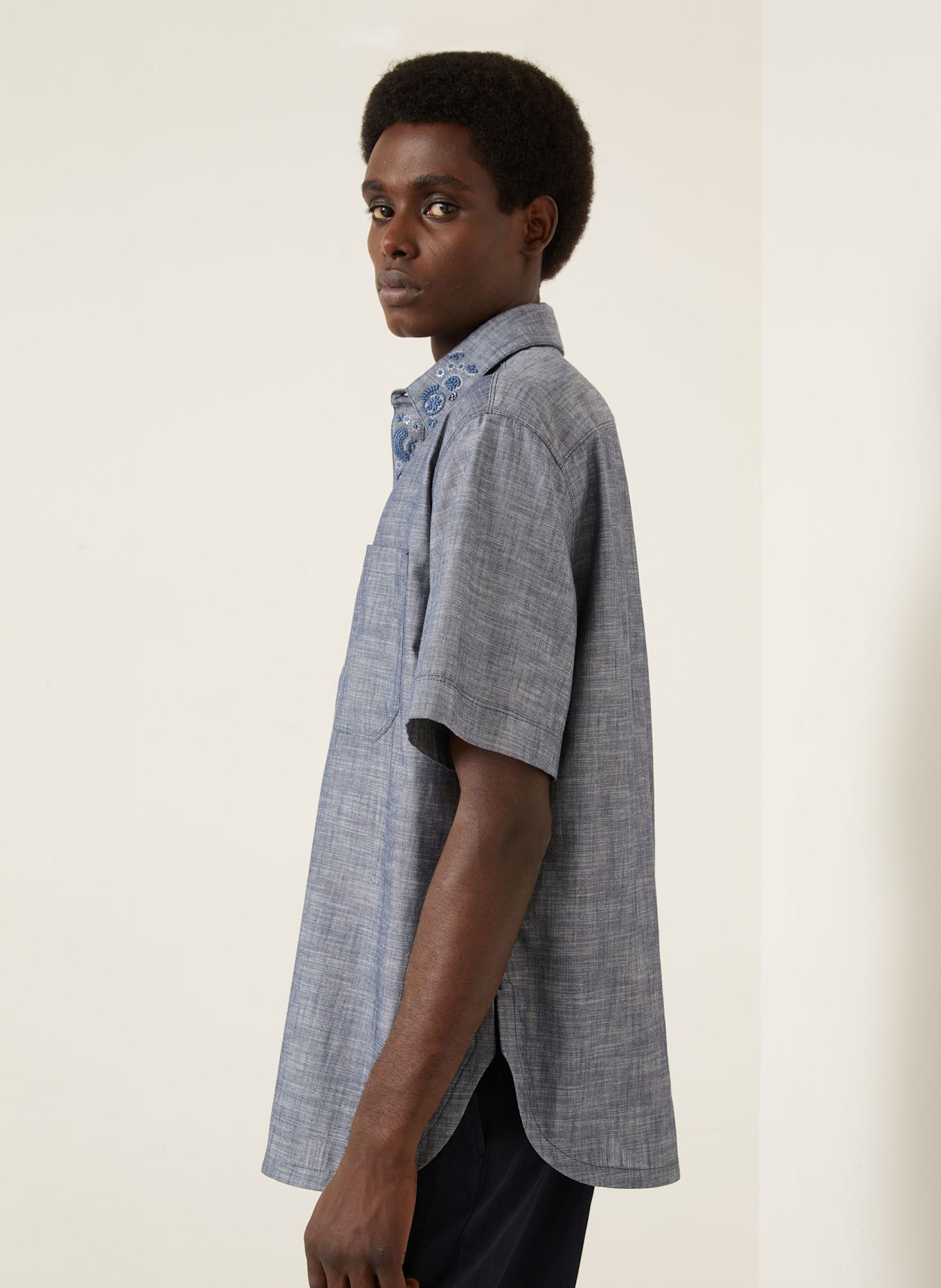 FENDI Relaxed fit shirt met korte mouwen en pailletten: DONKERBLAUW