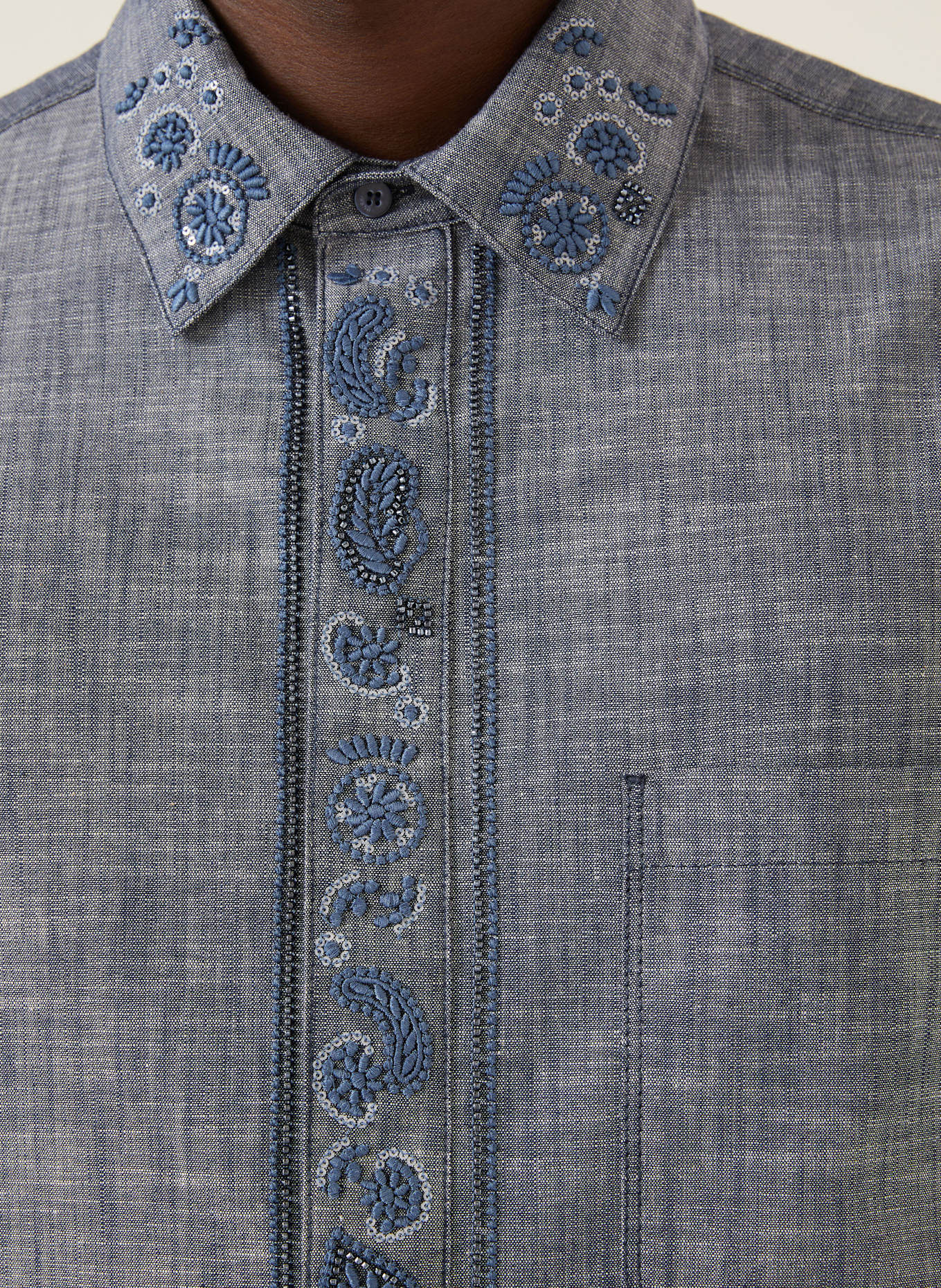 FENDI Relaxed fit shirt met korte mouwen en pailletten: DONKERBLAUW