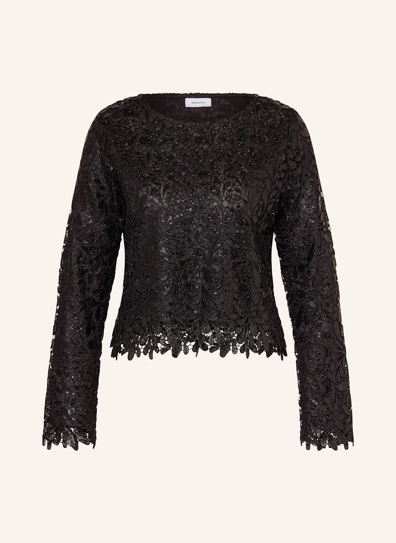 darling harbour Blusenshirt aus Spitze mit Pailletten: SCHWARZ