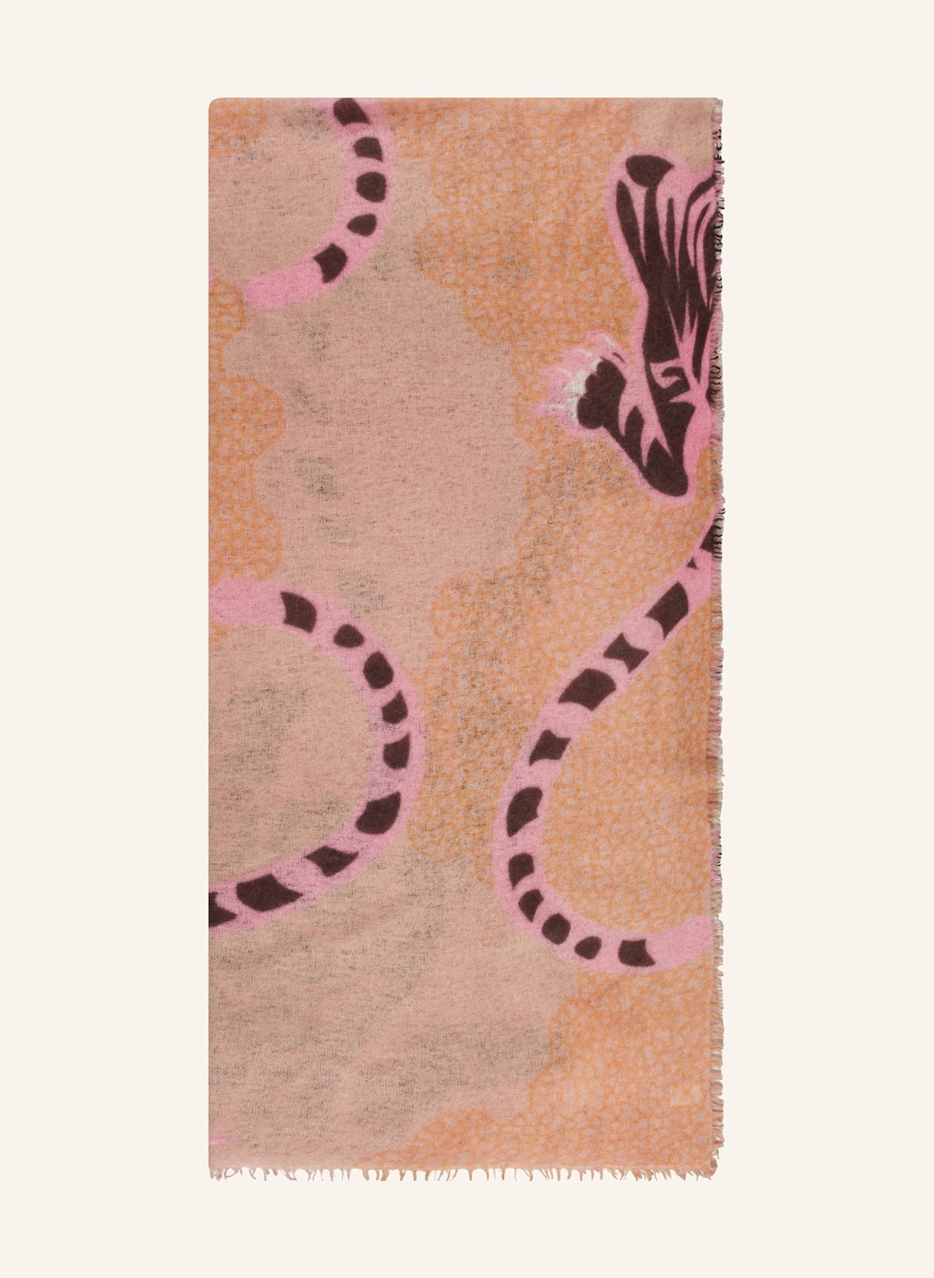 PURSCHOEN Cashmere-Schal BENGAL TIGER: BEIGE / ROSA / BRAUN