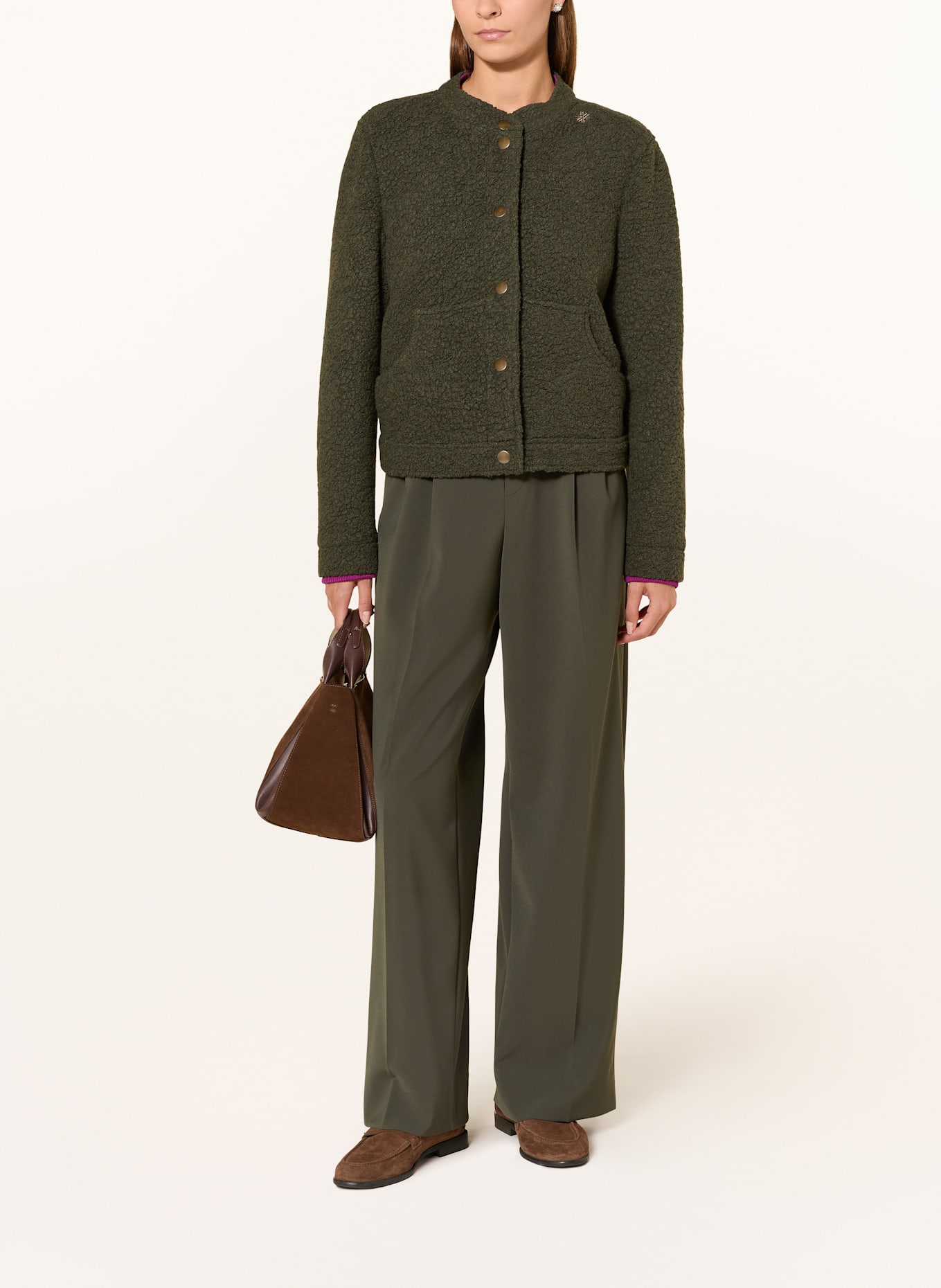 Grasegger Trachtenjacke GRÜNTEN aus Bouclé: DUNKELGRÜN