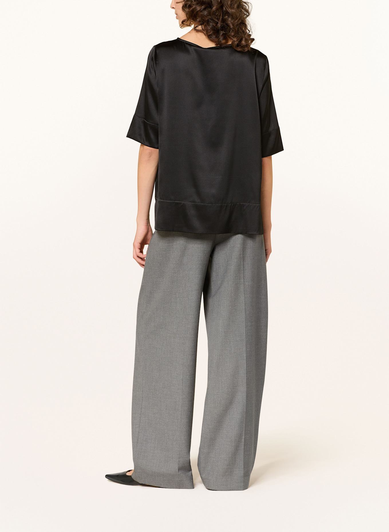 (THE MERCER) N.Y. Blusenshirt aus Seide mit 3/4-Arm: SCHWARZ