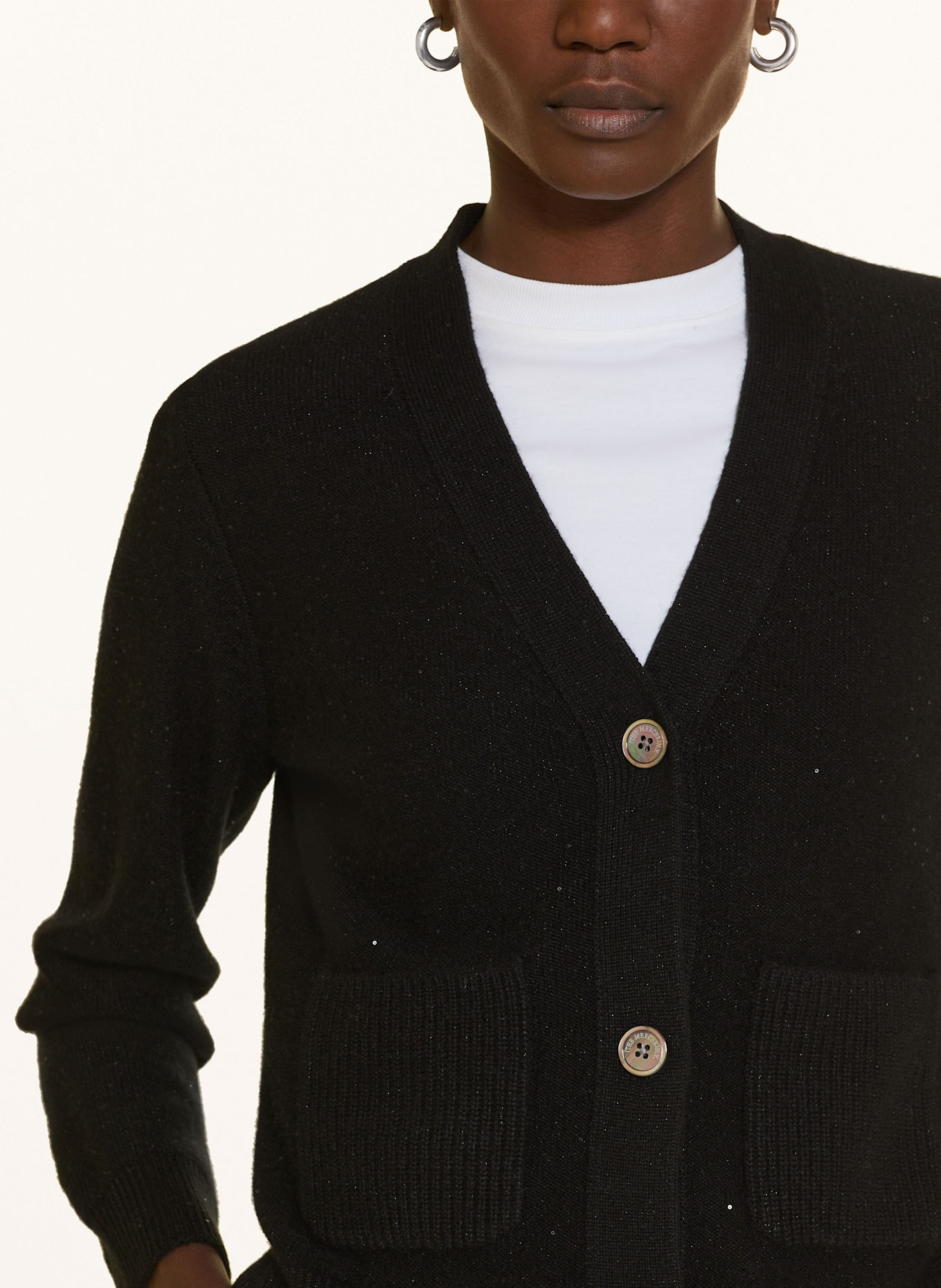 (THE MERCER) N.Y. Strickjacke aus Cashmere mit Pailletten: SCHWARZ