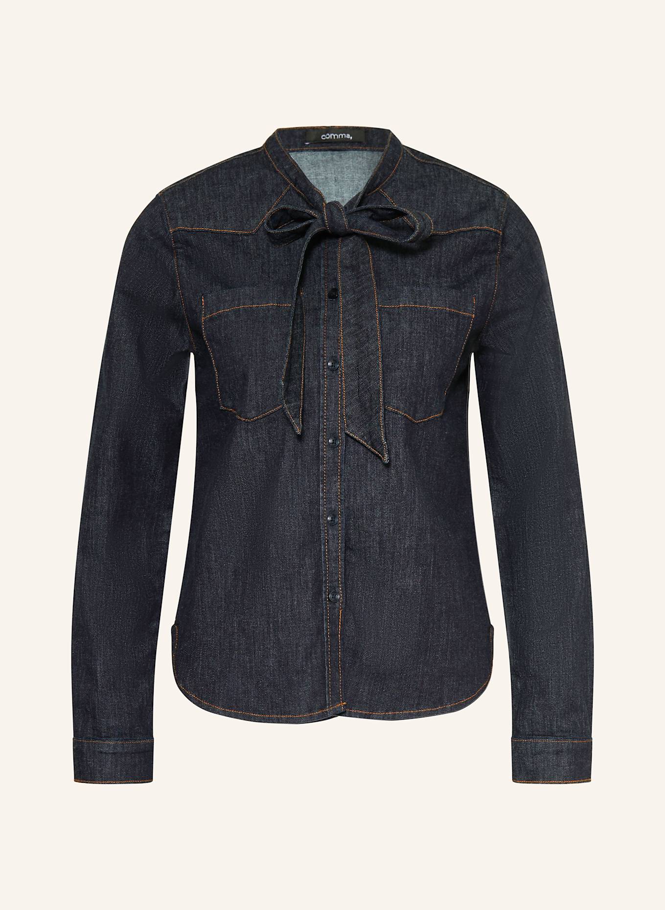 comma Schluppenbluse in Jeansoptik: DUNKELBLAU