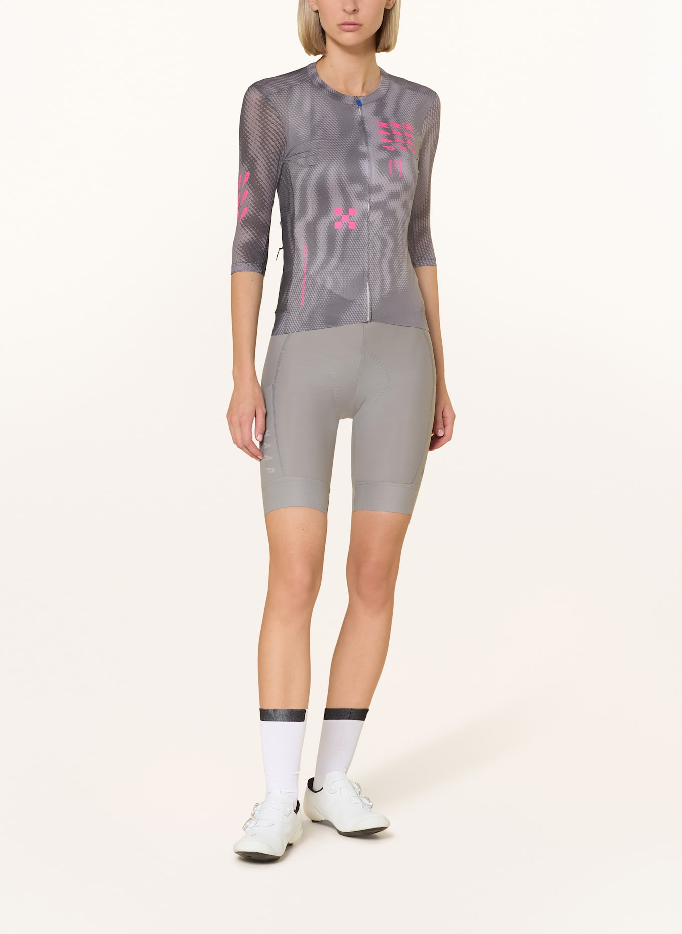 MAAP PRIVATEER C.H PRO AIR JERSEY 3.0 cycling jersey: LIGHT GRAY / DARK GRAY / PINK