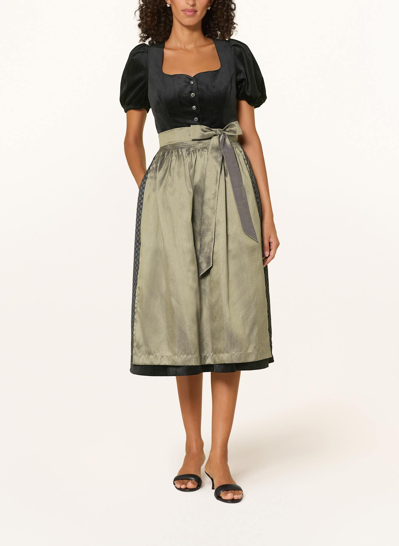 Spieth & Wensky Dirndl GÖTTIN: ČERNÁ/ OLIVOVÁ