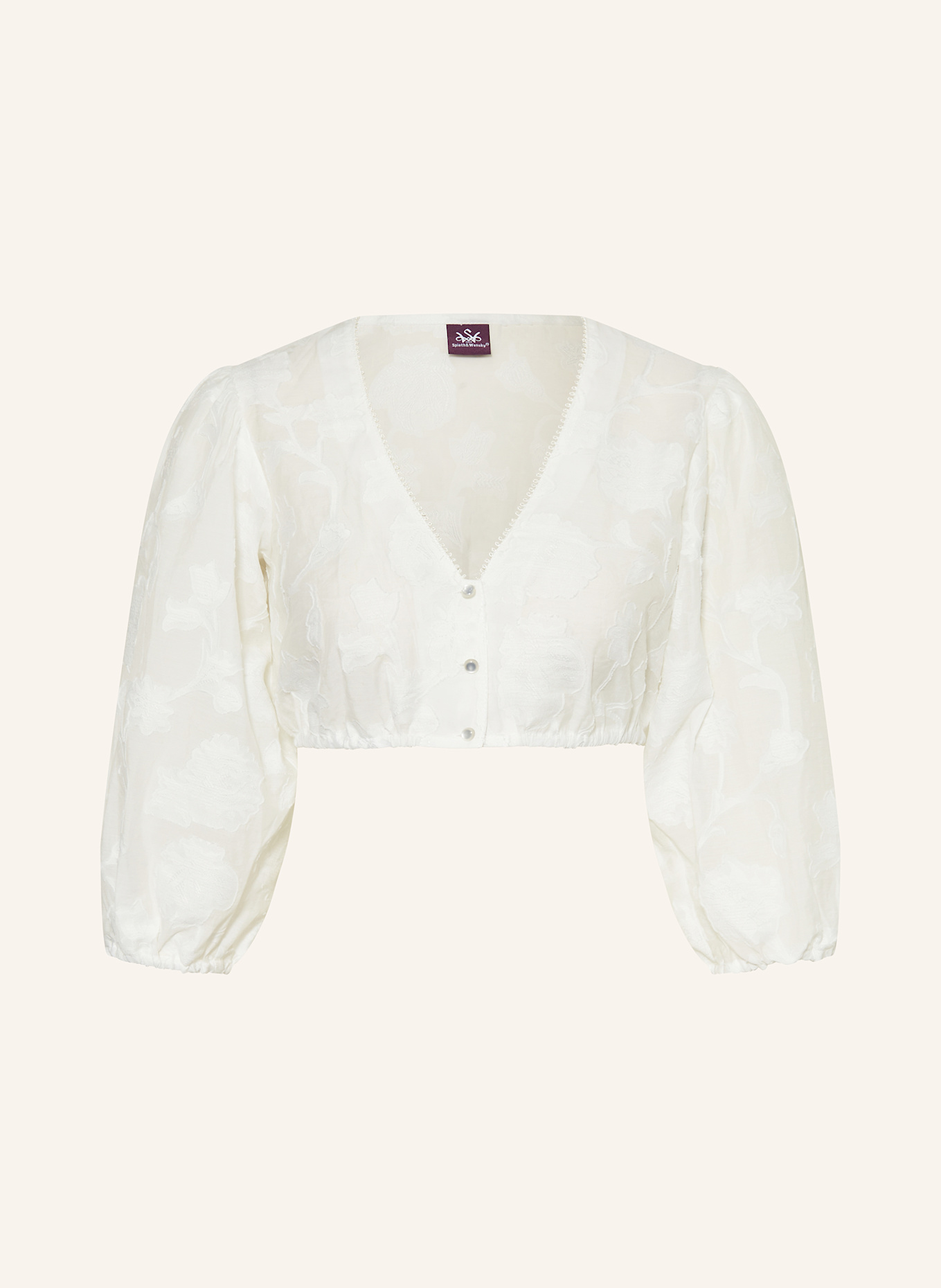 Spieth & Wensky Dirndlbluse GISMARA mit 3/4-Arm: WEISS