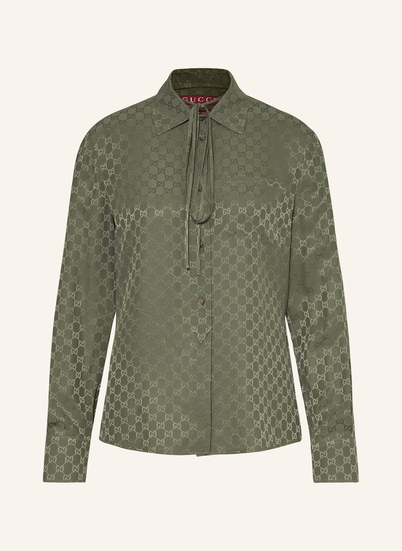 GUCCI Jacquard-Bluse aus Seide: OLIV