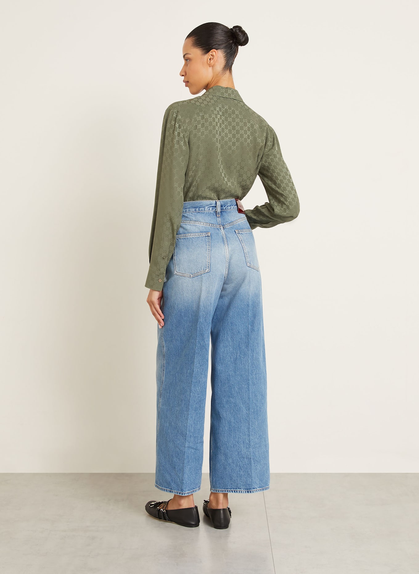 GUCCI Jacquard-Bluse aus Seide: OLIV