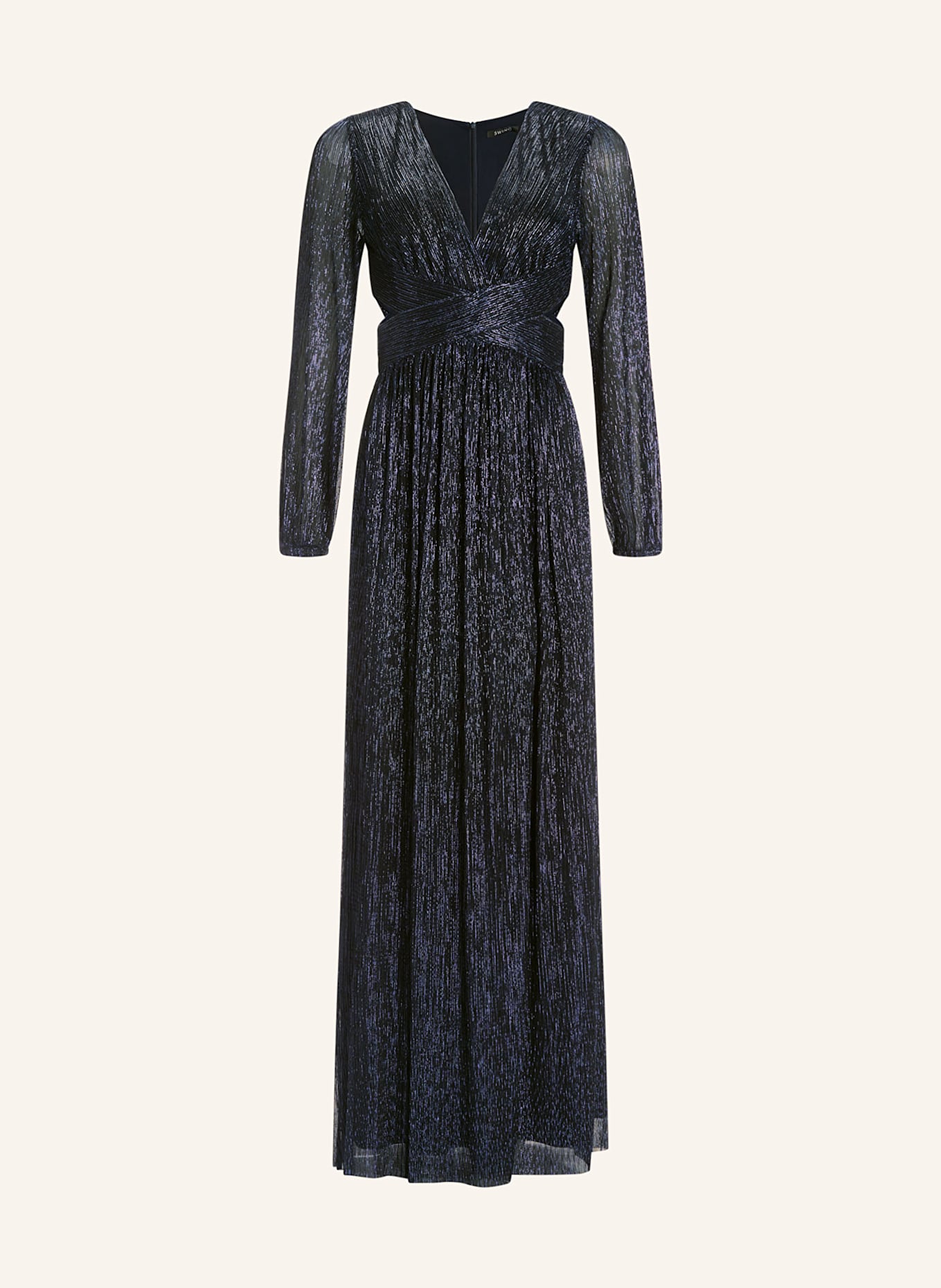 SWING Abendkleid mit Glitzergarn und Cut-outs: DUNKELBLAU