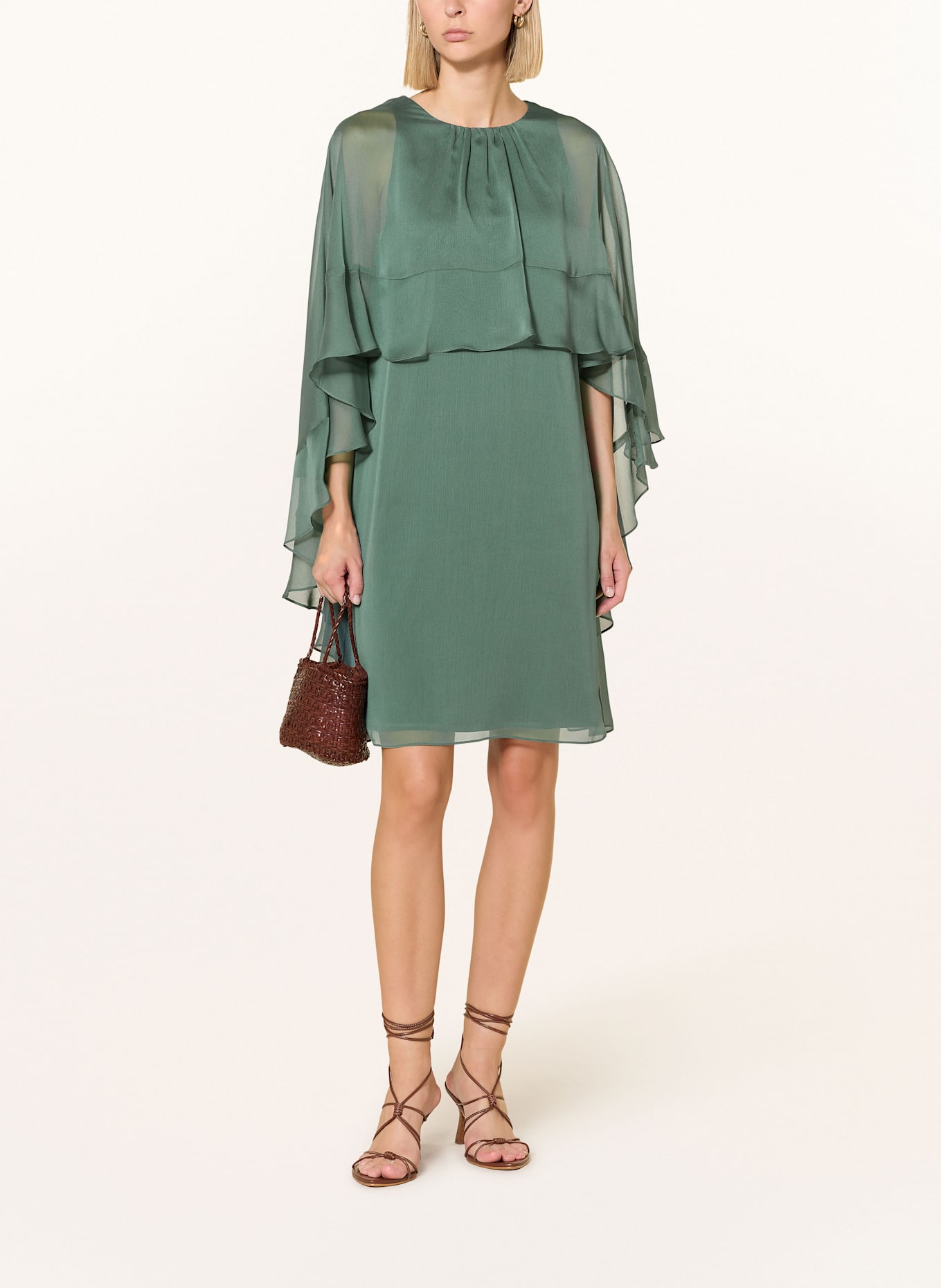 SWING Cocktailkleid mit Volants: PETROL