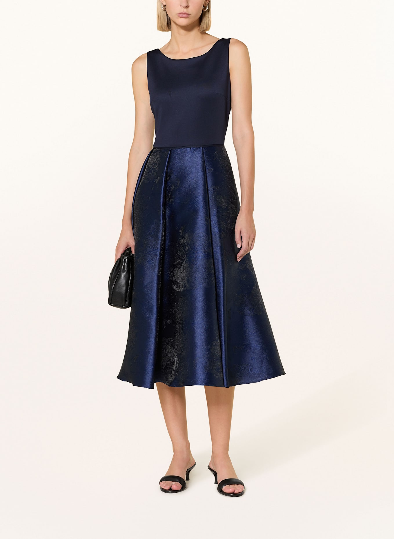 SWING Cocktailkleid im Materialmix: DUNKELBLAU