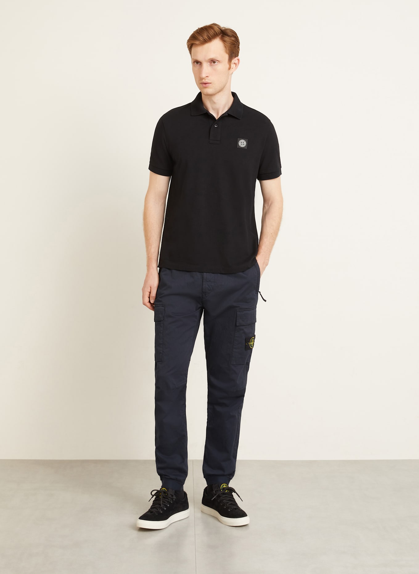 STONE ISLAND Piqué-Poloshirt: SCHWARZ