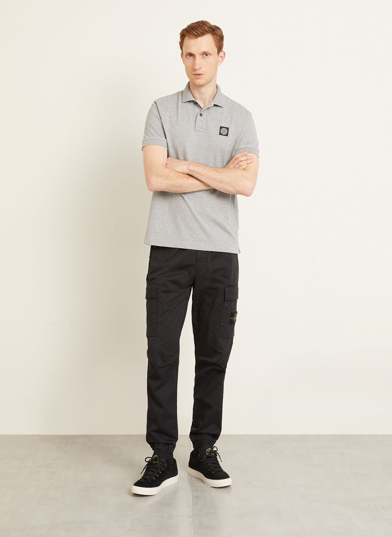 STONE ISLAND Piqué-Poloshirt: GRAU