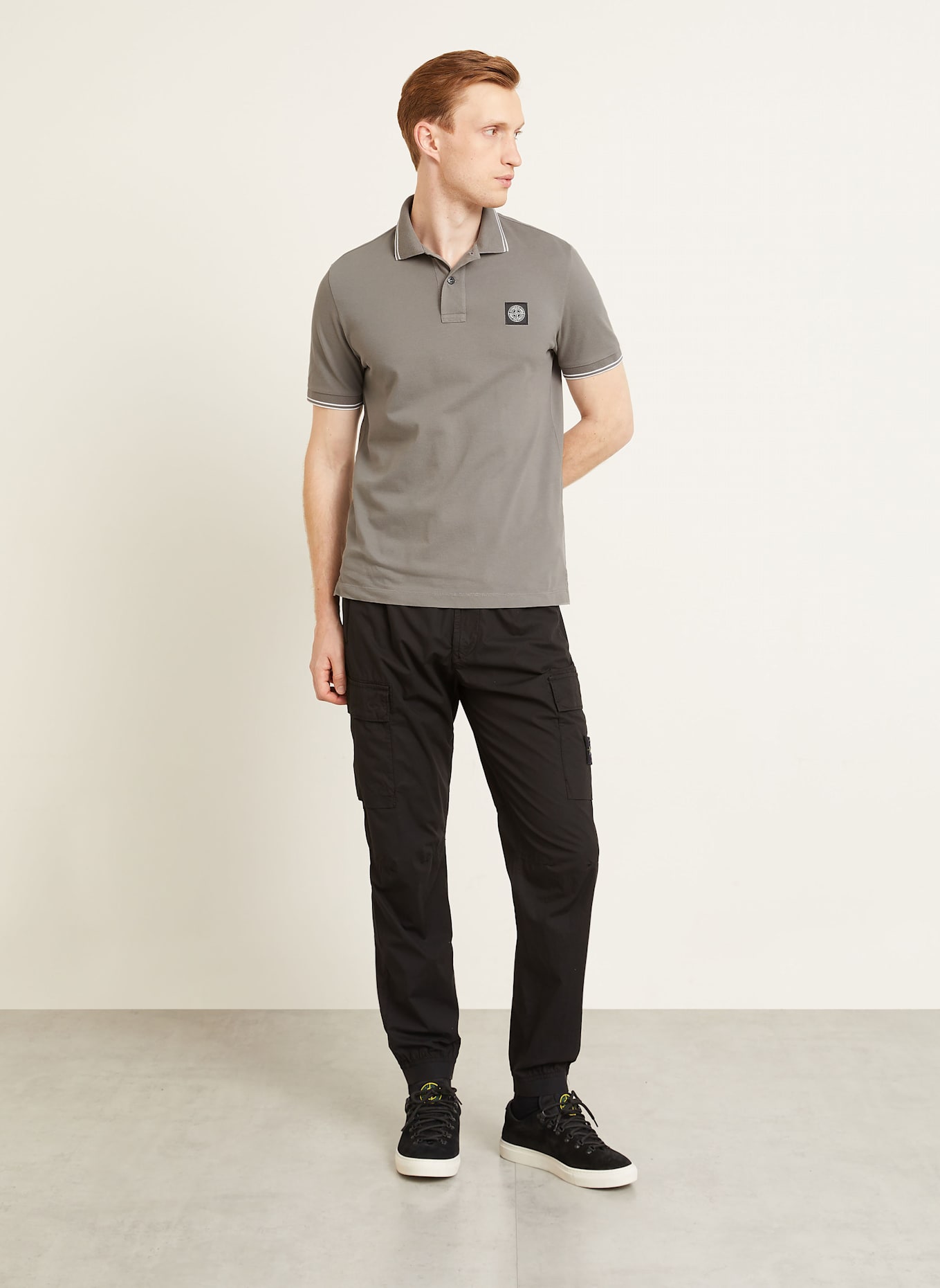 STONE ISLAND Piqué-Poloshirt: GRAU