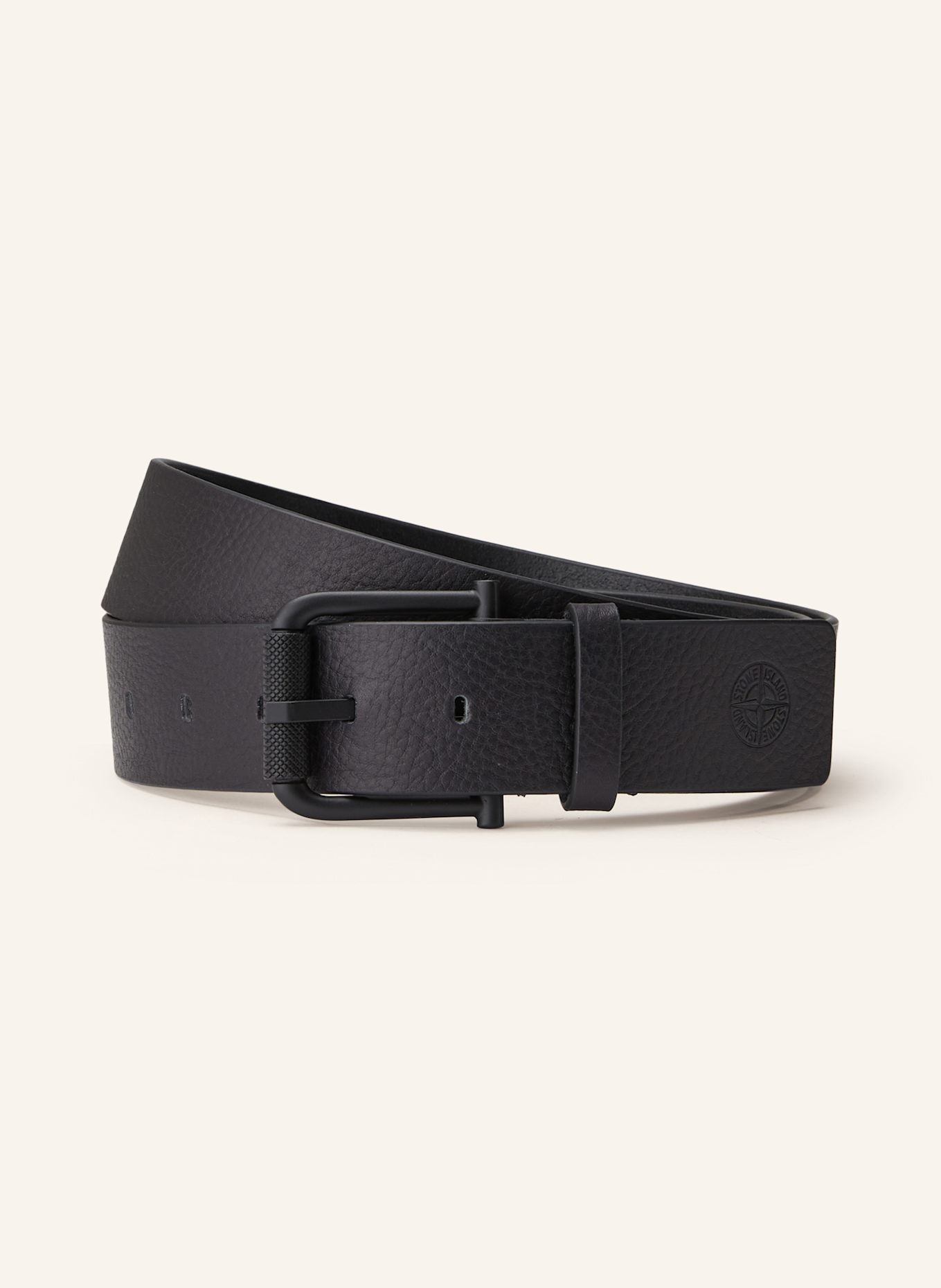 STONE ISLAND Leather belt: BLACK