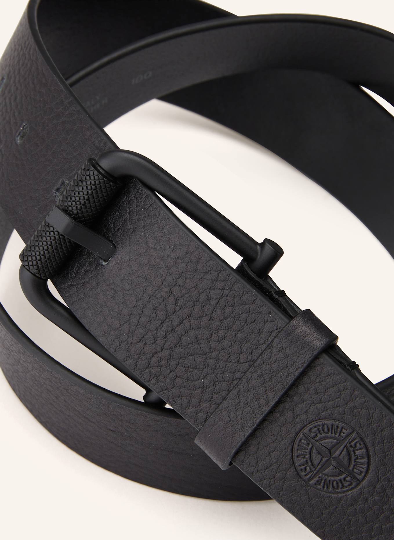 STONE ISLAND Leather belt: BLACK