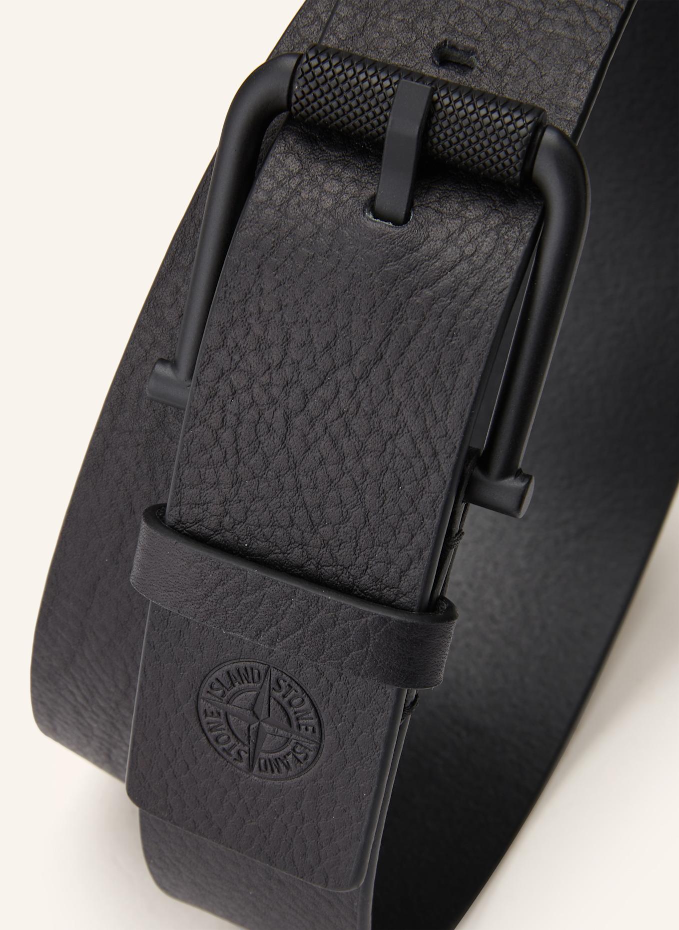 STONE ISLAND Leather belt: BLACK